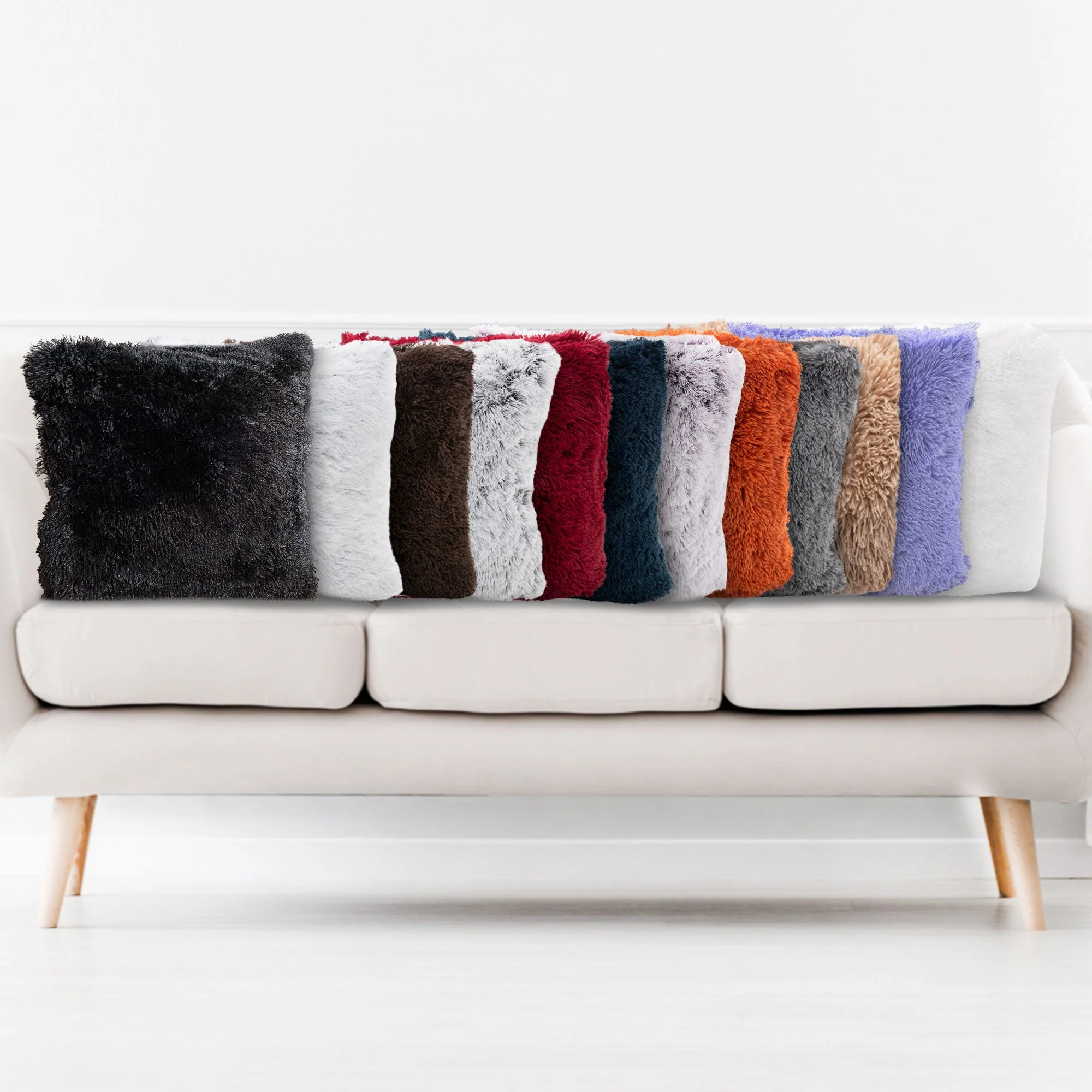 Cheer Collection Shaggy Long Hair Throw Pillows - Super Soft and Plush Faux Fur Accent Pillows - 20 x 20 inches - Set of 2 - Image 83