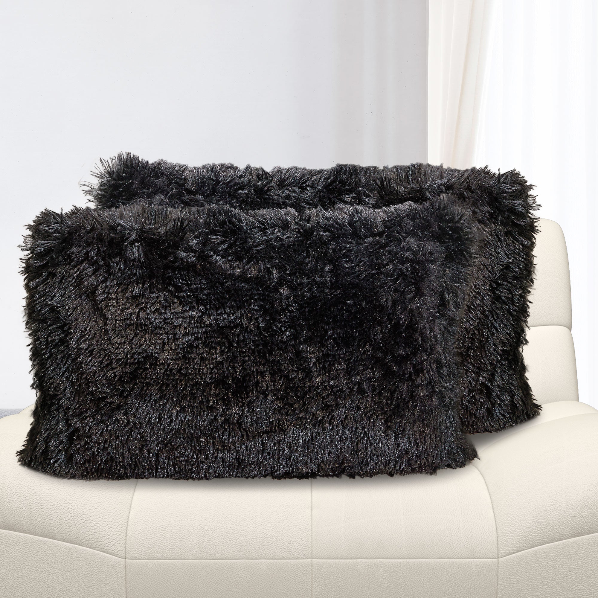 Cheer Collection  Shaggy Long Hair Throw Pillows - Super Soft and Plush Faux Fur Lumbar Accent Pillows - 12 x 20 - Set of 2 - Image 5
