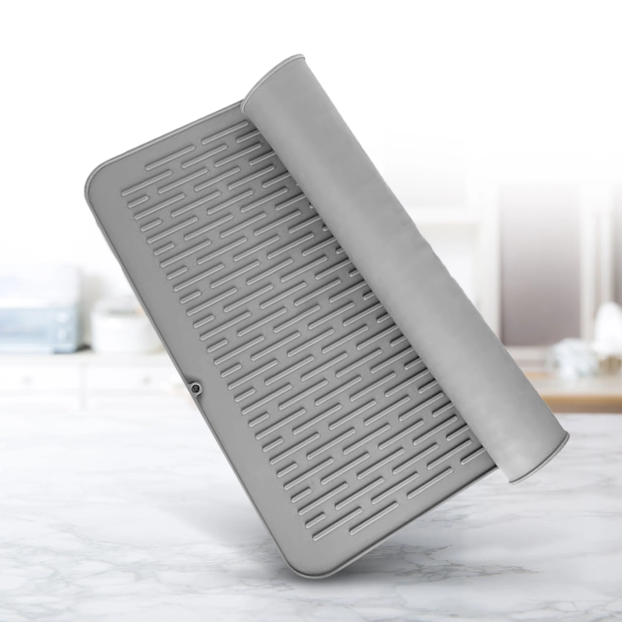 Cheer Collection Silicone Dish Drying Mat for Kitchen Counter, Silicone Drying Pad and Trivet for Dishes, Dishwasher Safe and Heat Resistant - Image 14