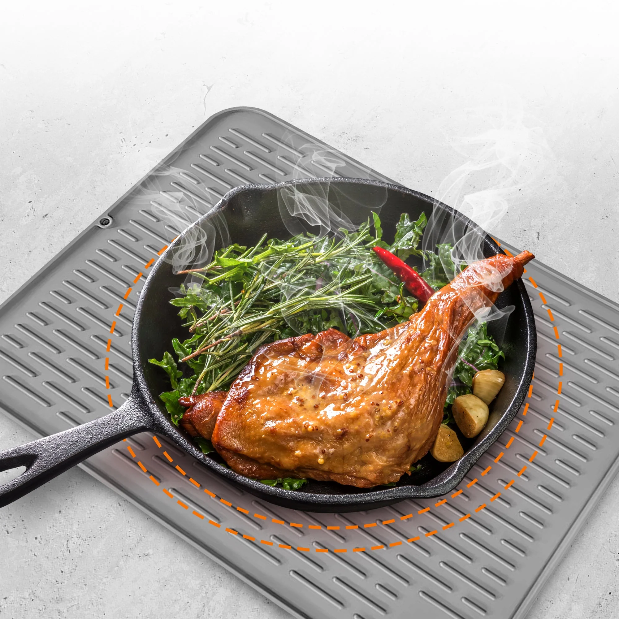 Cheer Collection Silicone Dish Drying Mat for Kitchen Counter, Silicone Drying Pad and Trivet for Dishes, Dishwasher Safe and Heat Resistant - Image 6