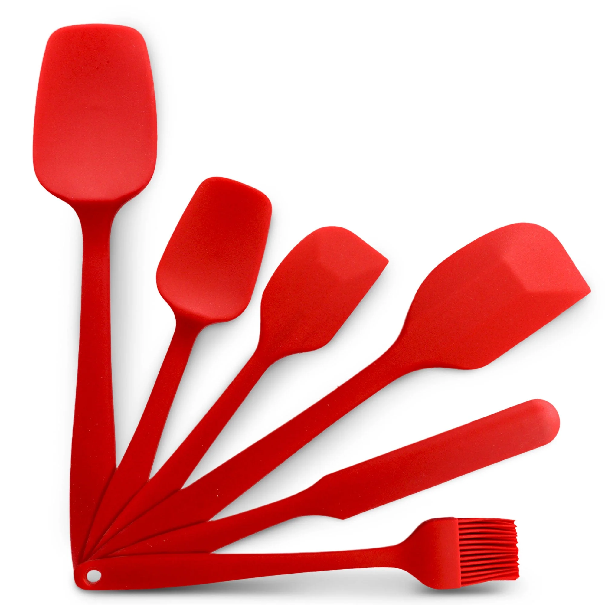 Cheer Collection Silicone Spatula Set, Silicone Spatulas For Nonstick Cookware, Cooking and Baking Sets for Kitchen, Red, 6 Pieces - Image 3