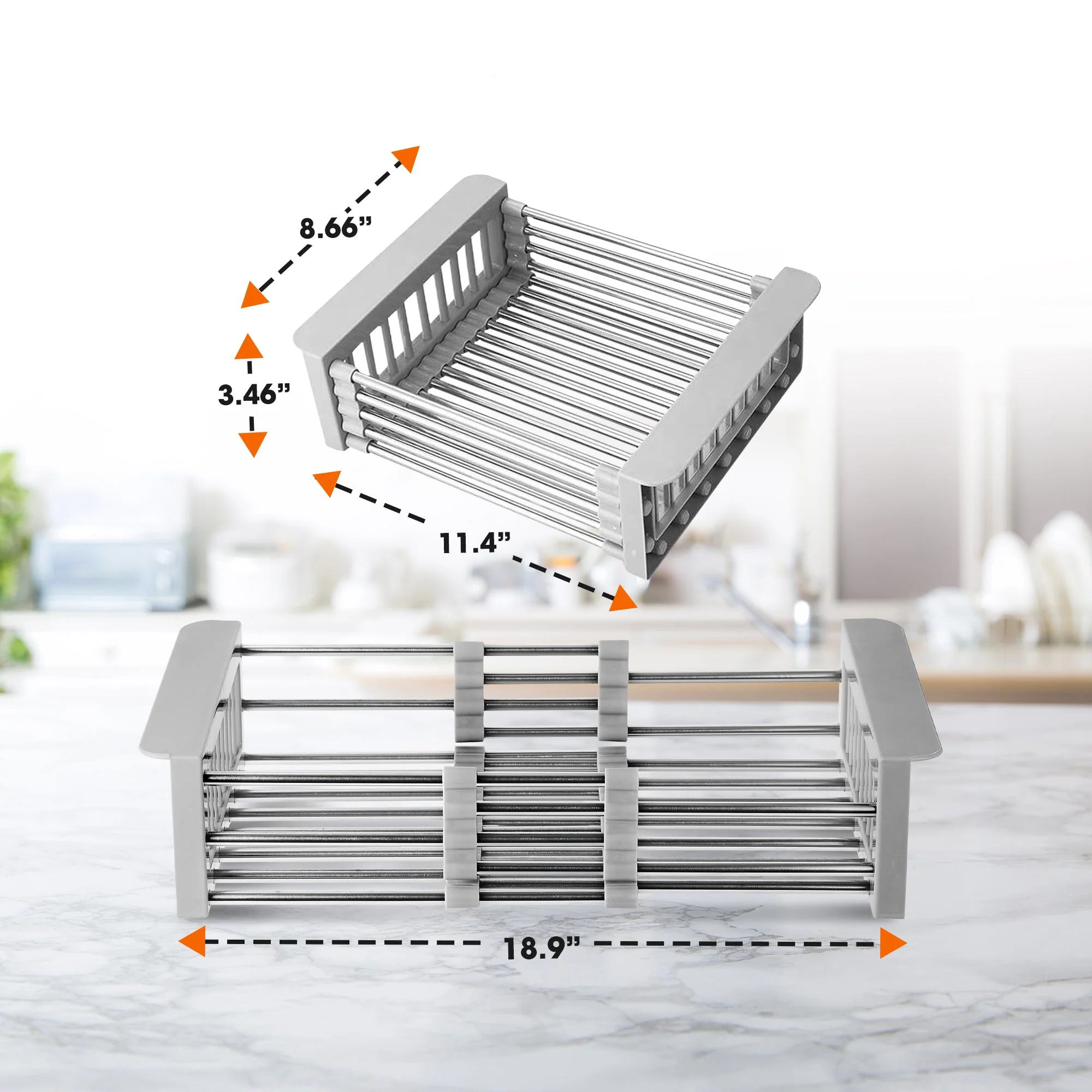 Cheer Collection Sink Drying Rack - Over The Sink Retractable Sink Strainer and Drainer - Image 3