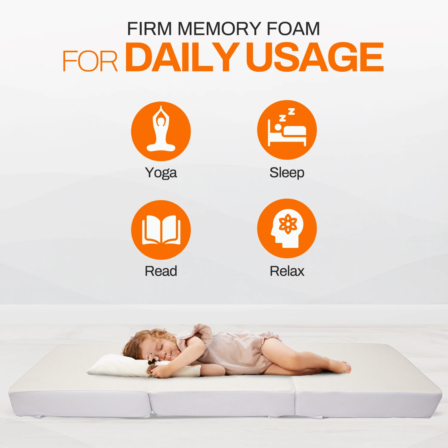 Cheer Collection Tri-Fold Memory Foam Mattress - 4" Thick Gel Infused Foam Folding Bed for Guests - Image 3