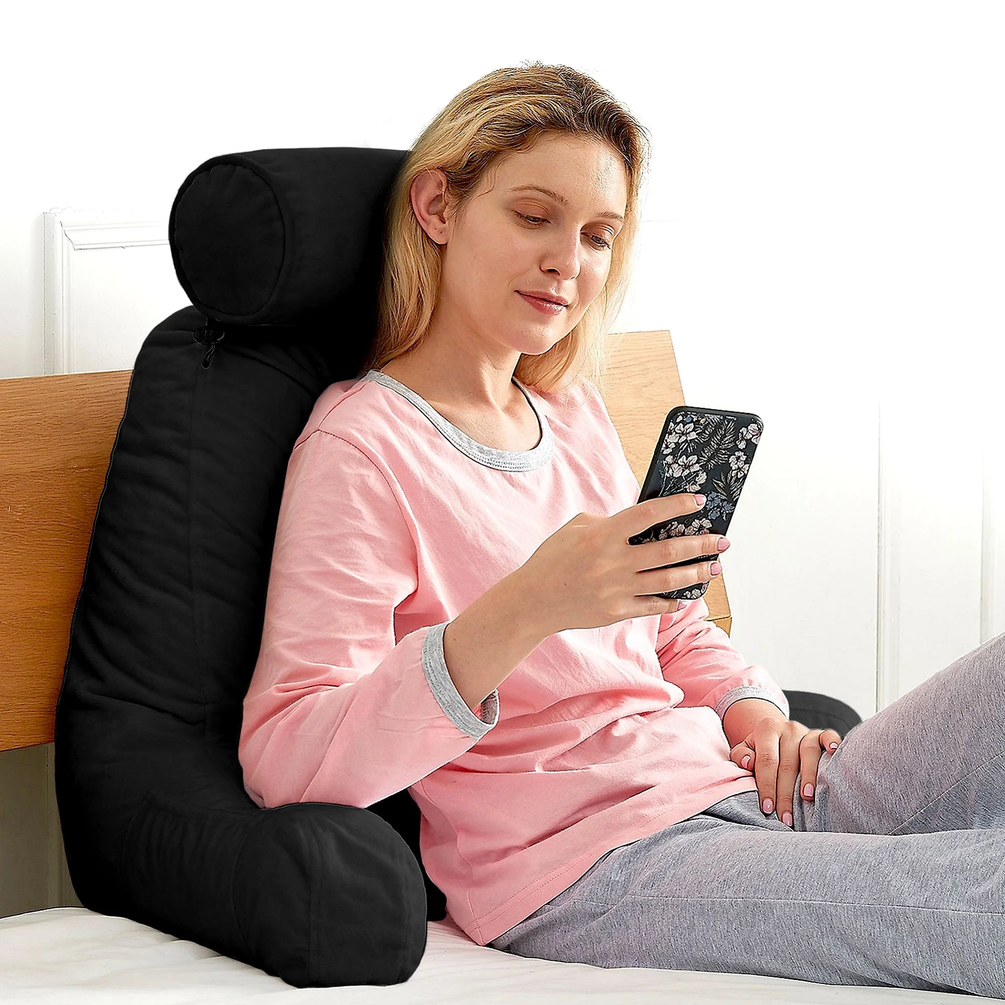 Cheer Collection TV &  Reading Pillow with Detachable Cervical Bolster Backrest , Washable - Image 2
