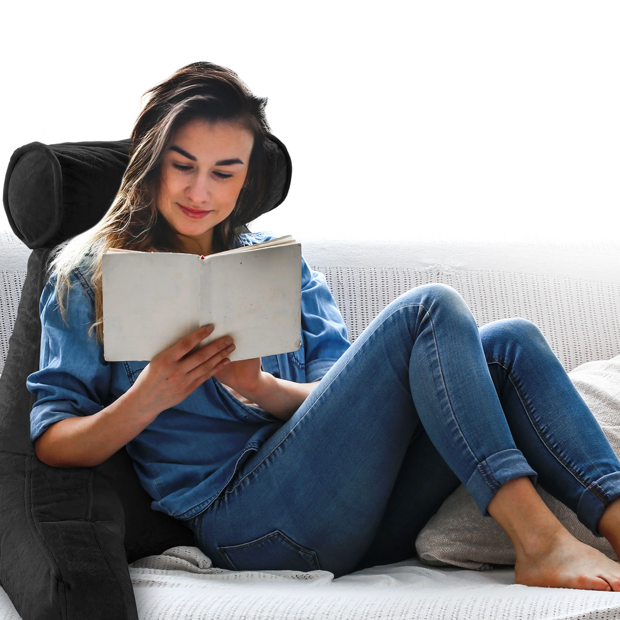 Cheer Collection TV &  Reading Pillow with Detachable Cervical Bolster Backrest , Washable - Image 4