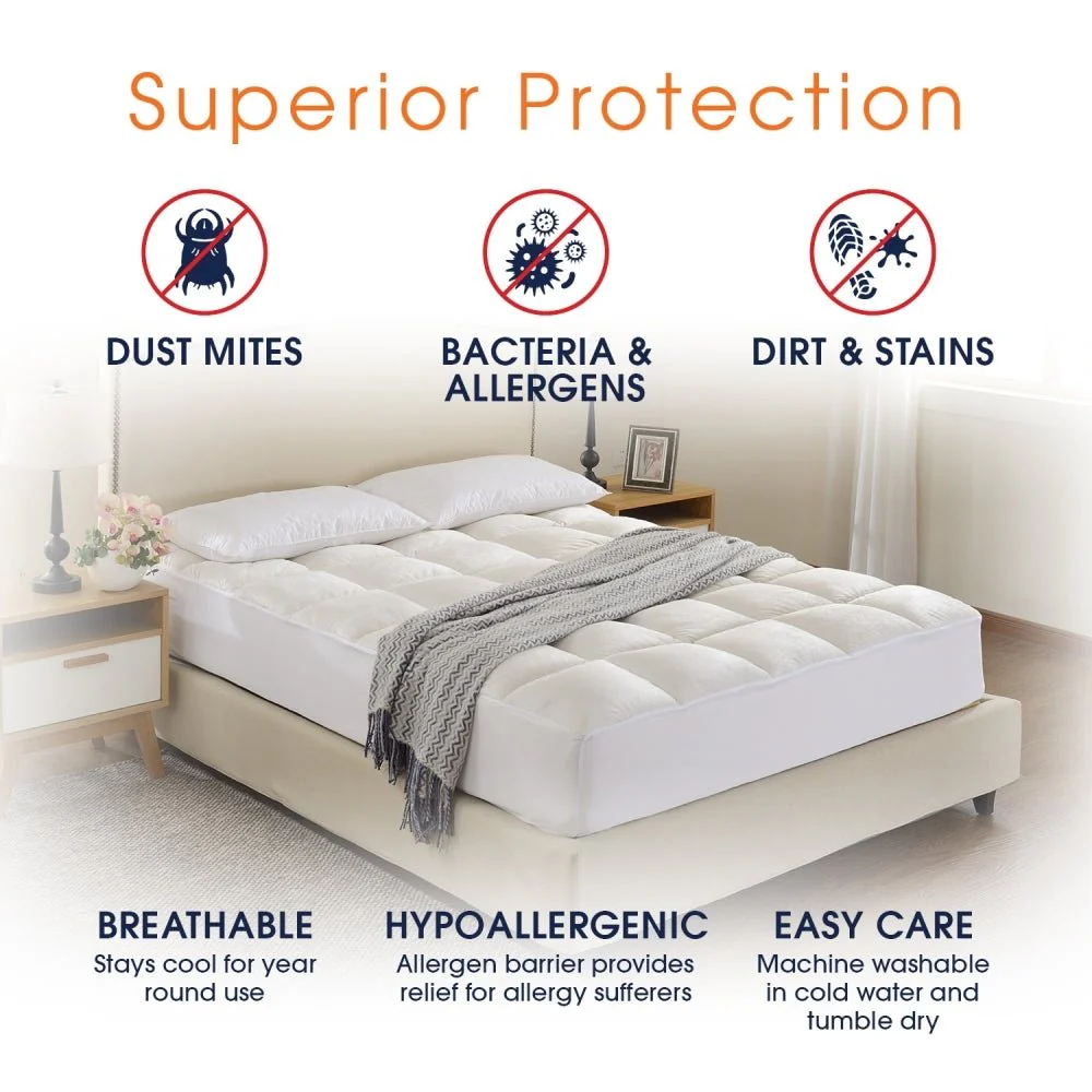 Cheer Collection Ultra Soft Mattress Topper | Silky Smooth and Plush Hypoallergenic Mattress Pad - Image 3