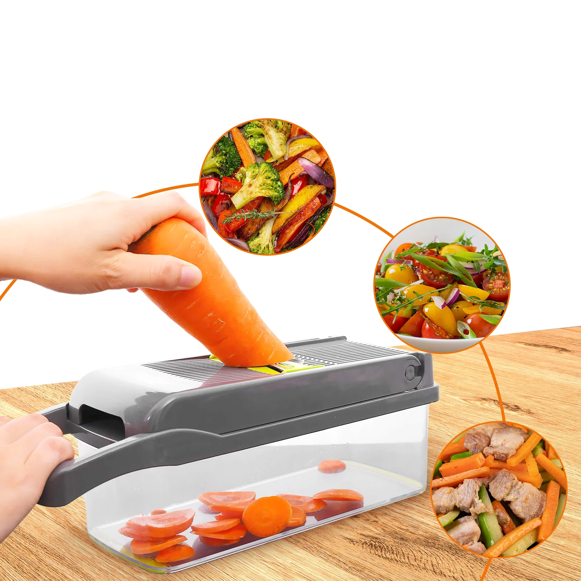 Cheer Collection Vegetable Chopper with Container - 10 in 1 Food Slicer Vegetable Cutter with 8 Blades - Image 5