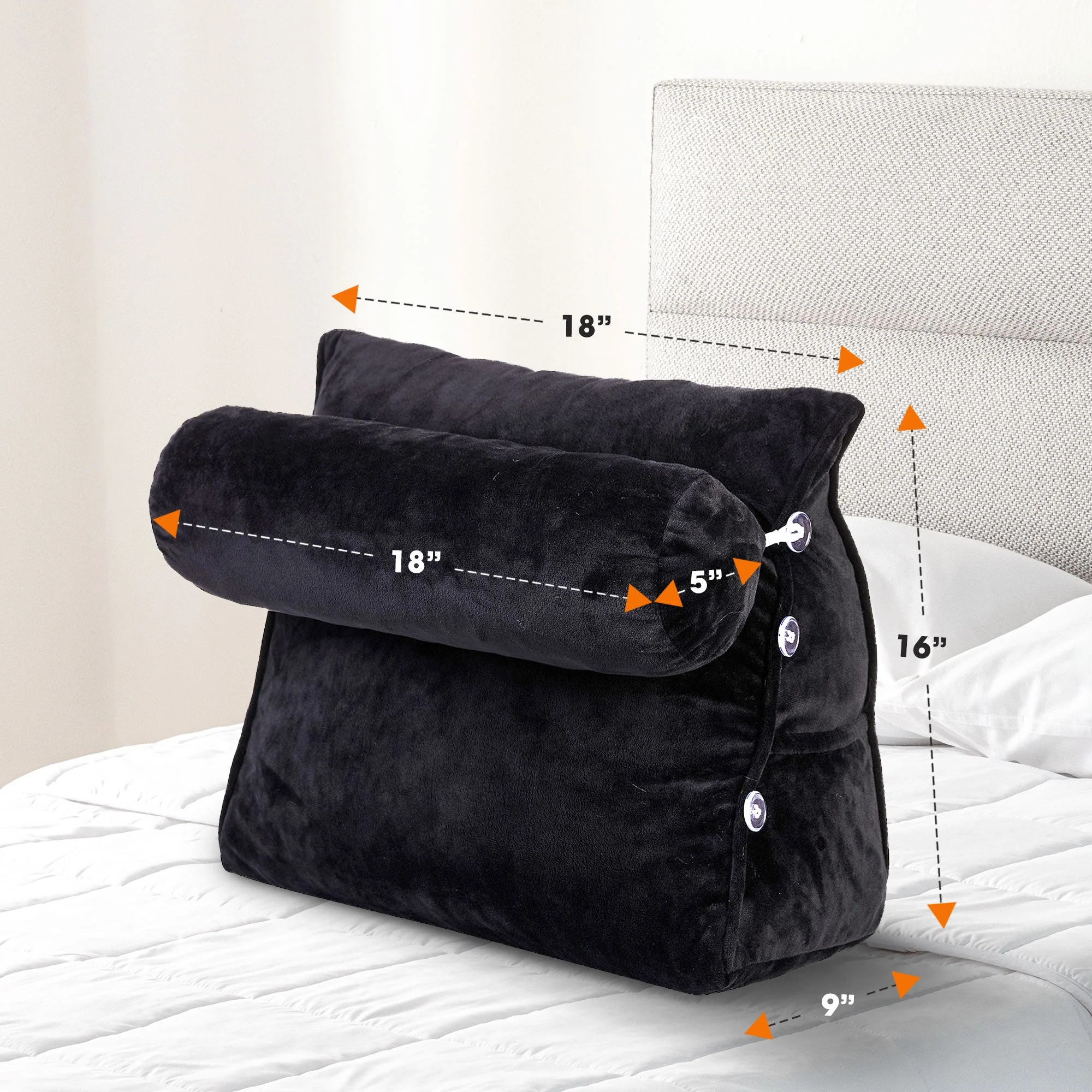 Cheer Collection Wedge Shaped Back Support Pillow and Bed Rest Cushion for Reading, Gaming, Watching - with Adjustable Neck Pillow - Image 3