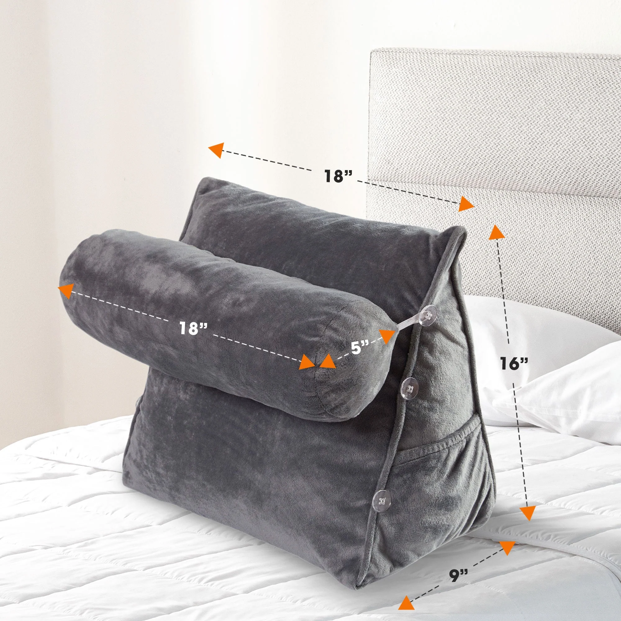 Cheer Collection Wedge Shaped Back Support Pillow and Bed Rest Cushion for Reading, Gaming, Watching - with Adjustable Neck Pillow - Image 9