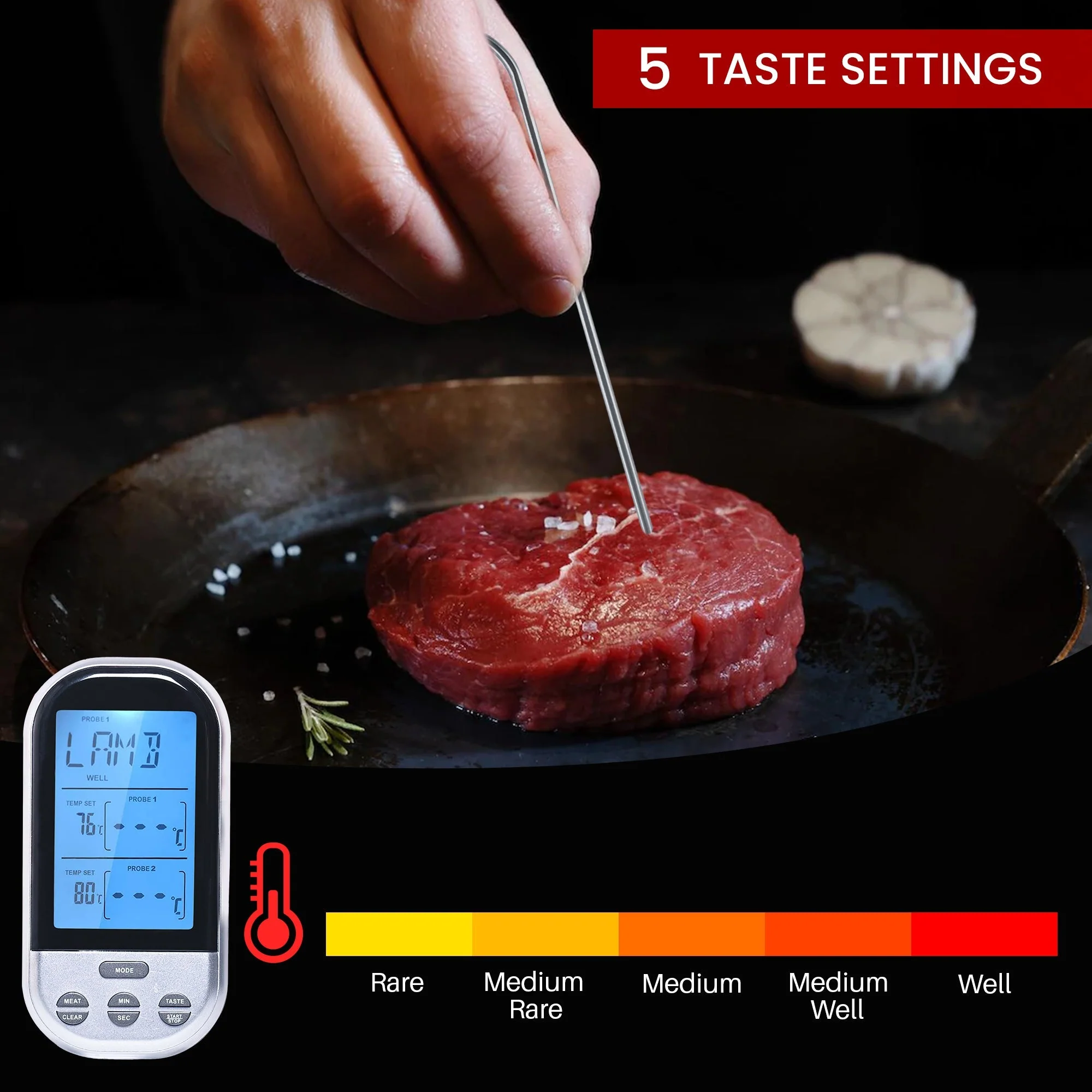 Cheer Collection Wireless Digital Food Thermometer - Image 5