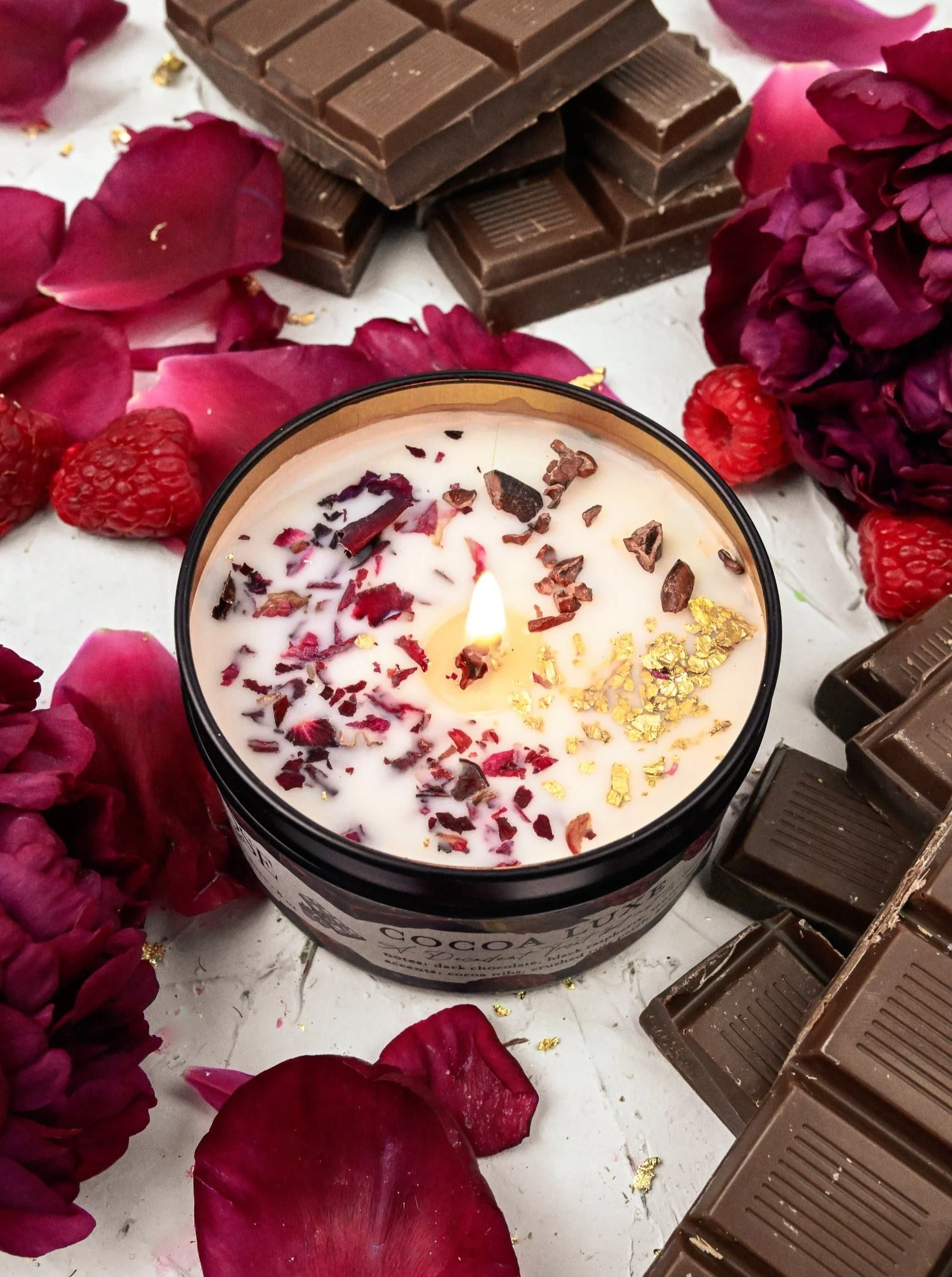 COCOA LUXE Chocolate Raspberry Candle by Ash & Rose - Image 6