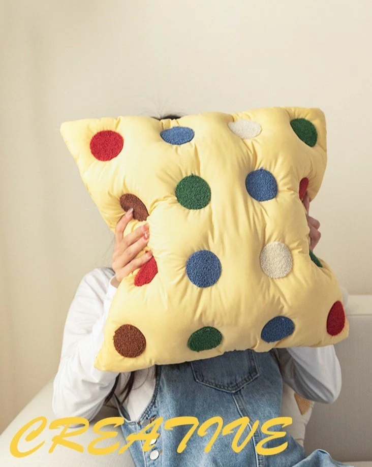 Cozy Puffy Decorative Cookies Throw Pillow - Cute Designer Couch Pillow - Image 2
