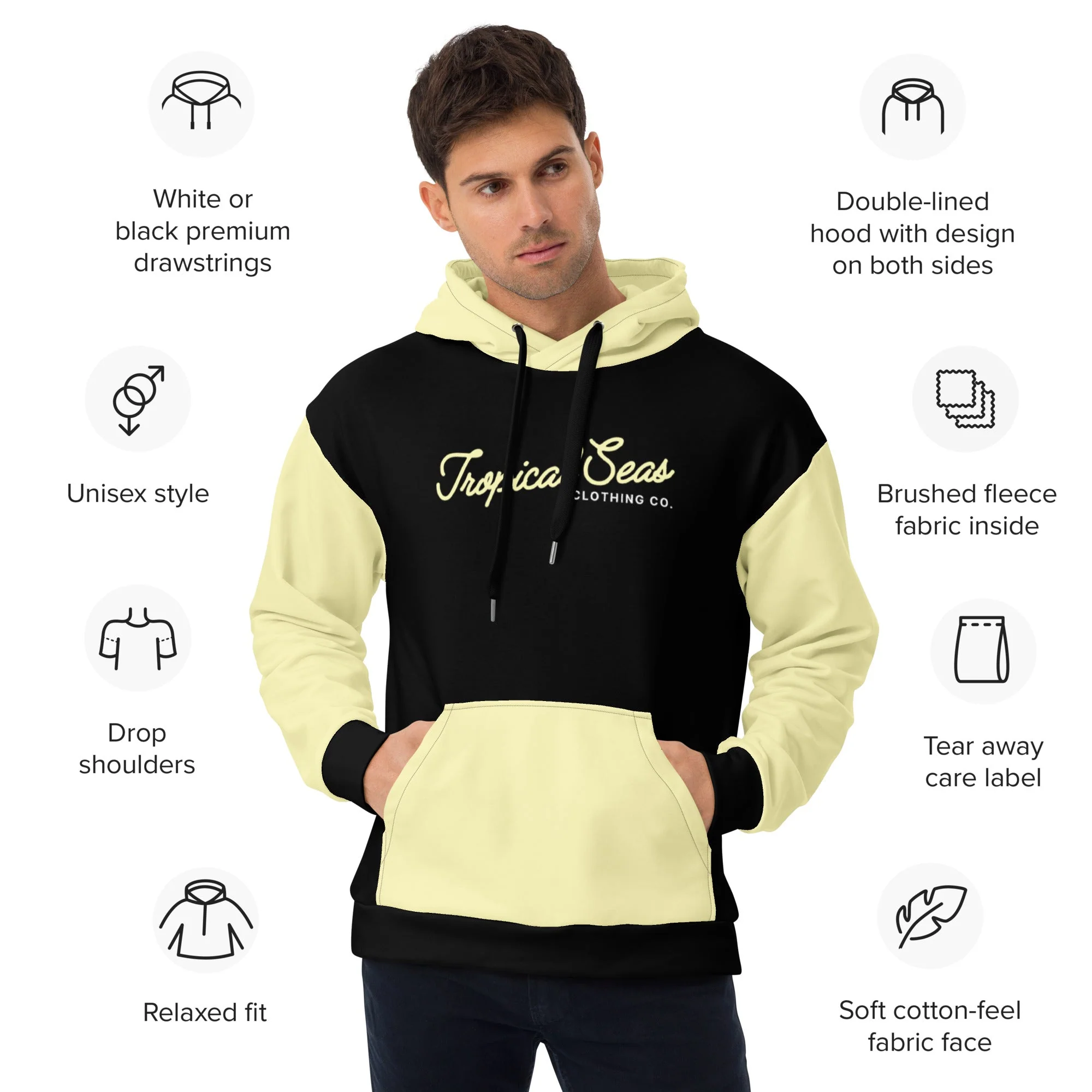 Cream Yellow Two-Tone Tropical Seas Hoodie - Image 2