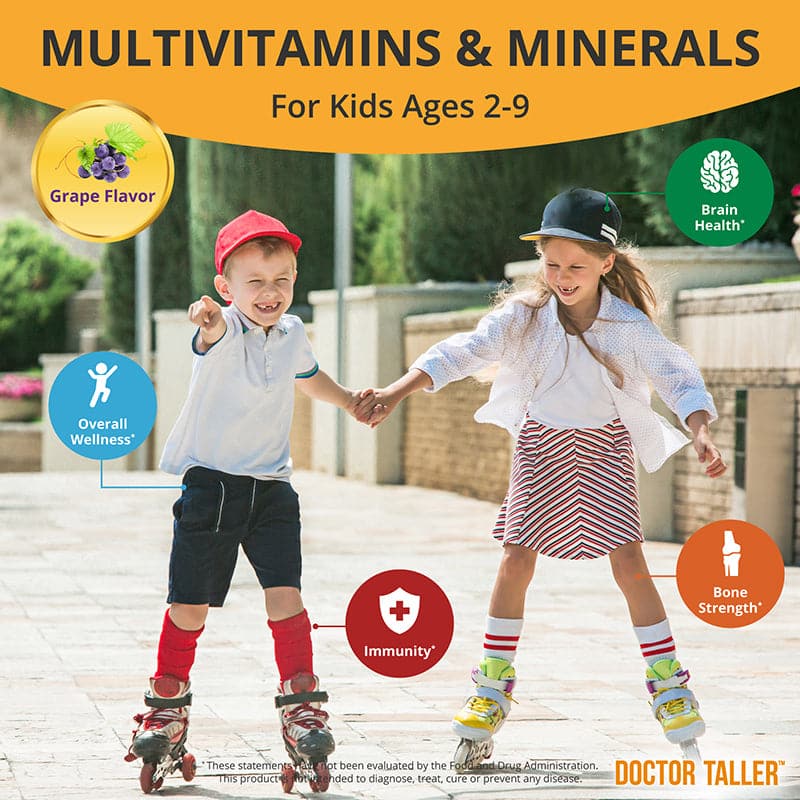 Doctor Taller Kids, Grape Multivitamins, Ages 2-9, 90 Vegan Chewables by NuBest Nutrition® - Image 2