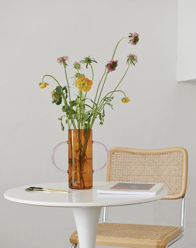 Dual-handle Dopamine Glass Flower Vase - Whimsical Table Setting Centerpiece - Image 6