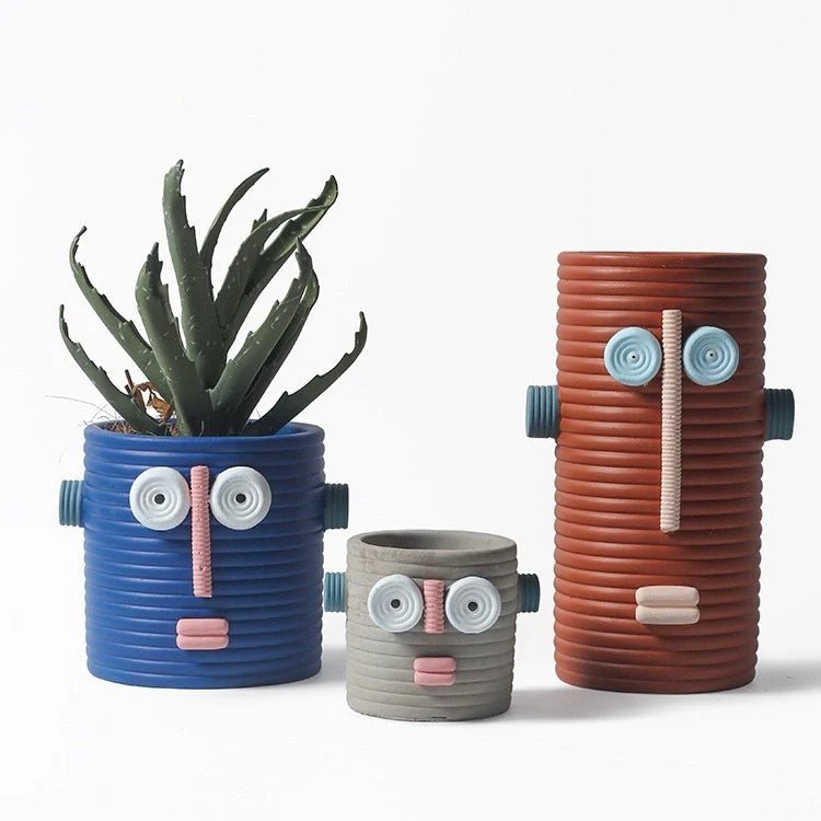 Dummy Robot Plant Flower Pot, Handmade Indoor / Outdoor Whimsical Ceramic Pots - Image 5
