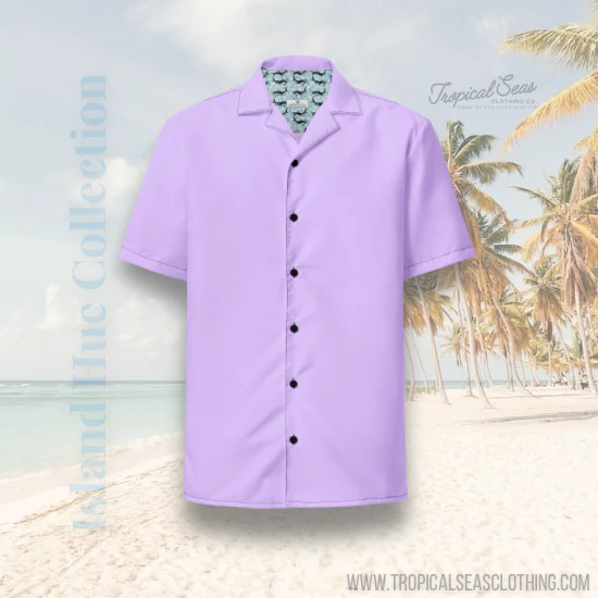 Elegant Recycled Polyester Camp Shirt | Deep Purple | Eco-Friendly Gift for Him | Pulls 2 Pounds of Ocean Plastic - Image 2