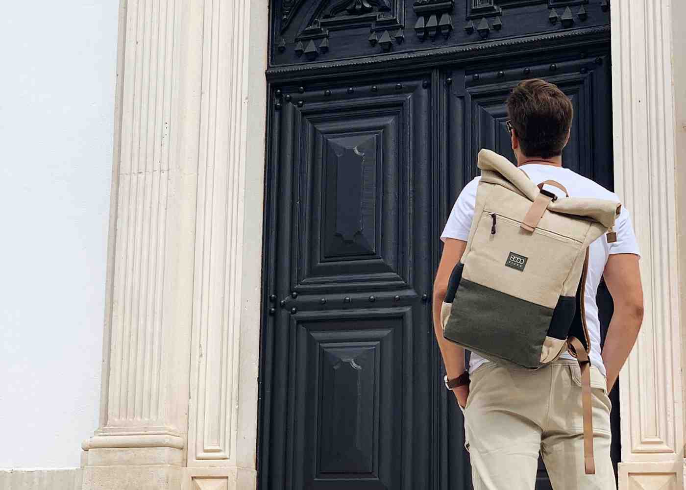 Everyday Backpack in Beige and Green - Image 6