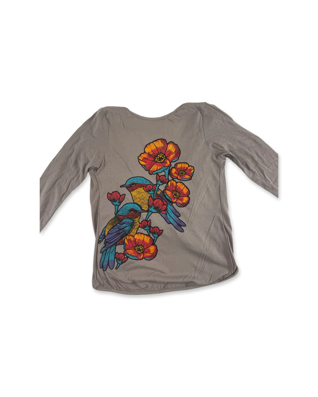 Finches and Flowers Women's Long Sleeve Shirt - Image 2