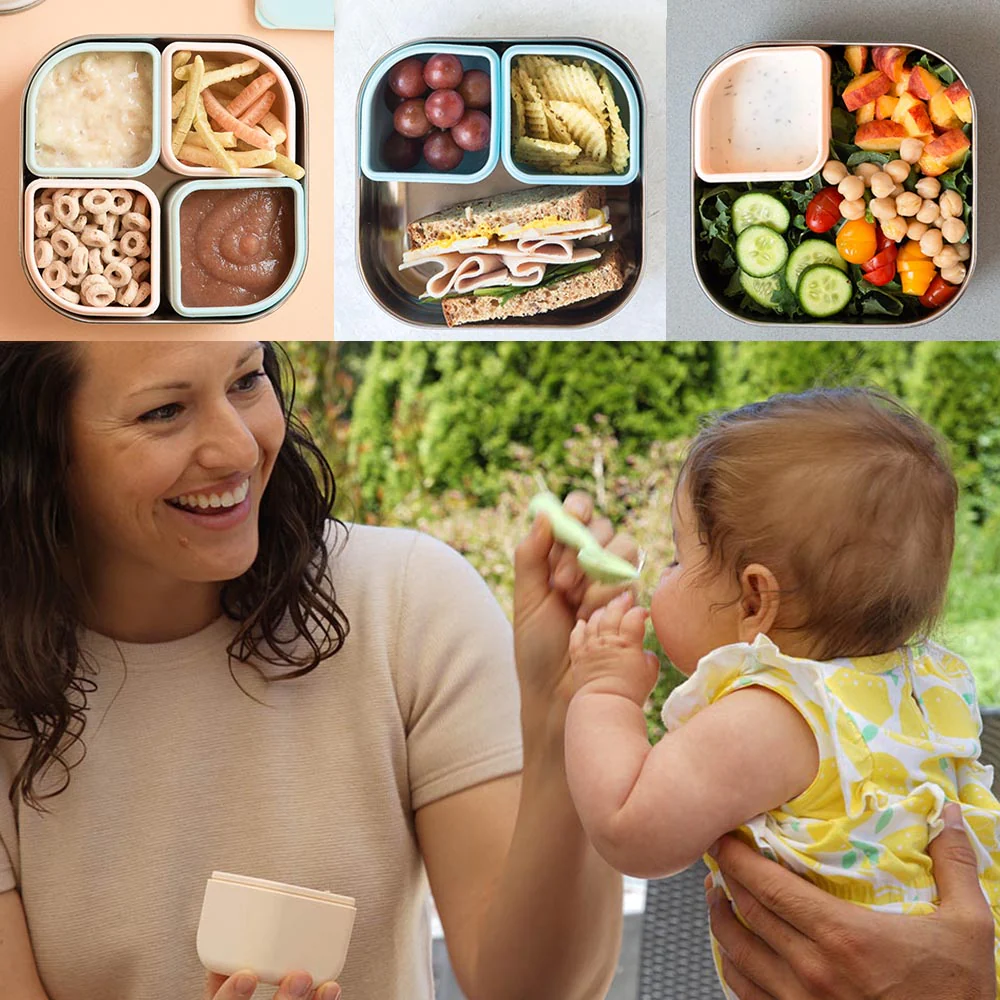 GrowBento: All Ages Bento Box - Chrome + Peach by Miniware - Image 7