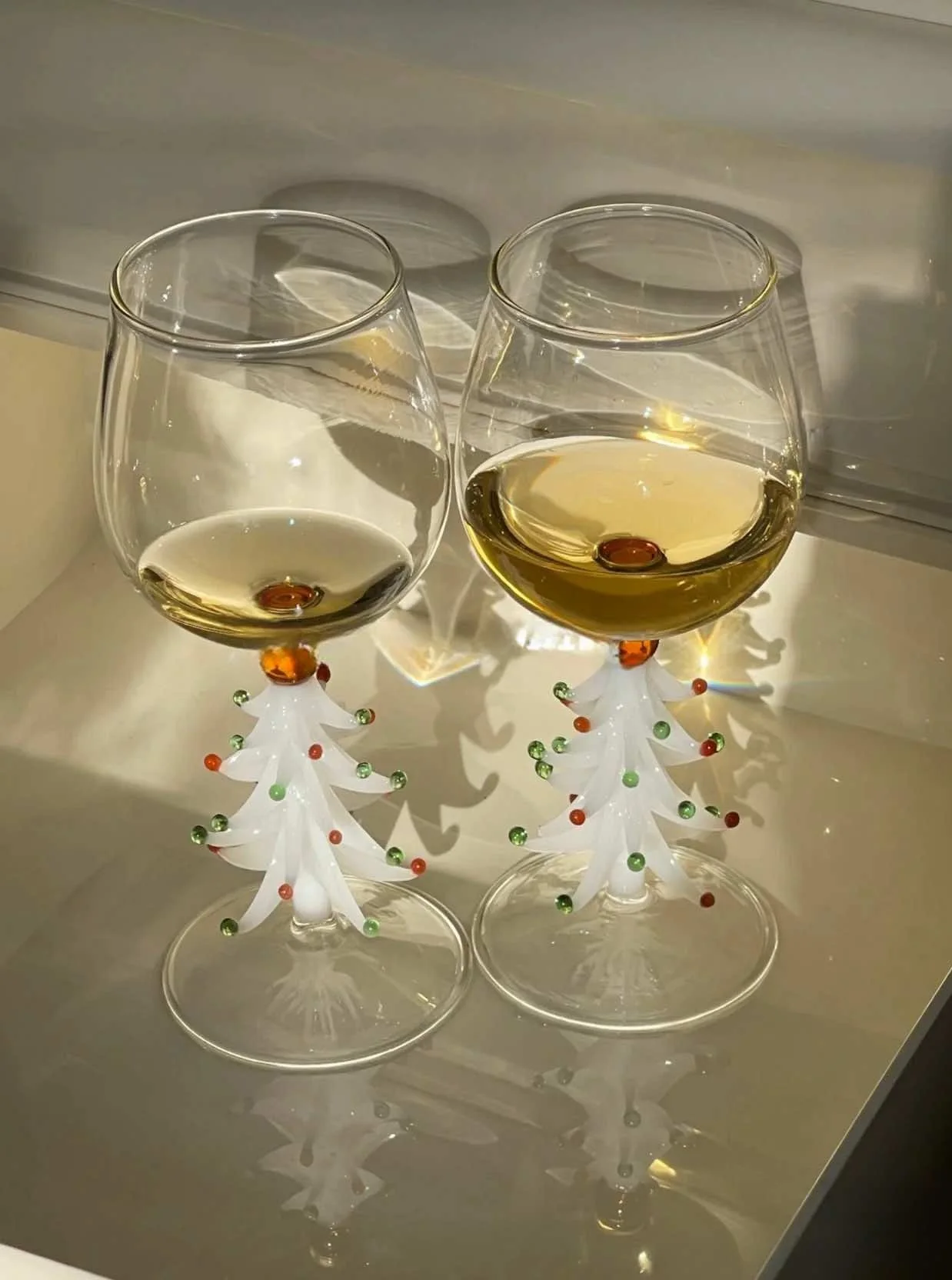 Handblown Christmas Tree Wine Glasses Set of 2 Pcs - Image 7