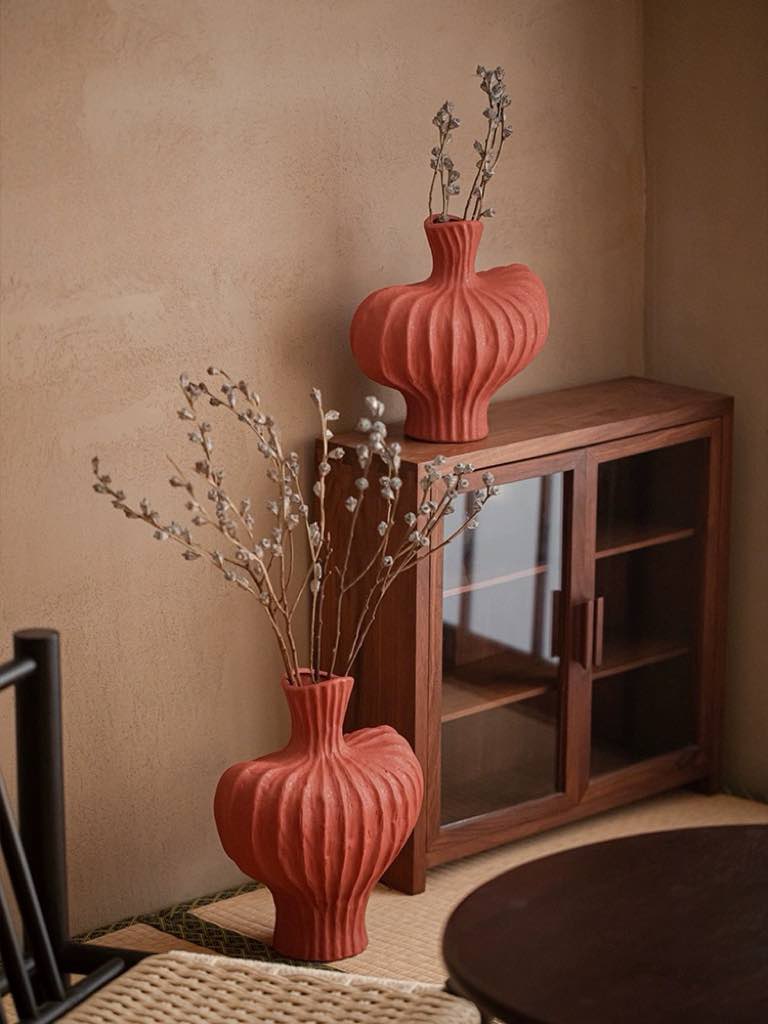 Handmade Wabi Sabi Ceramic Pottery Vase - Red / Black / White - Image 5