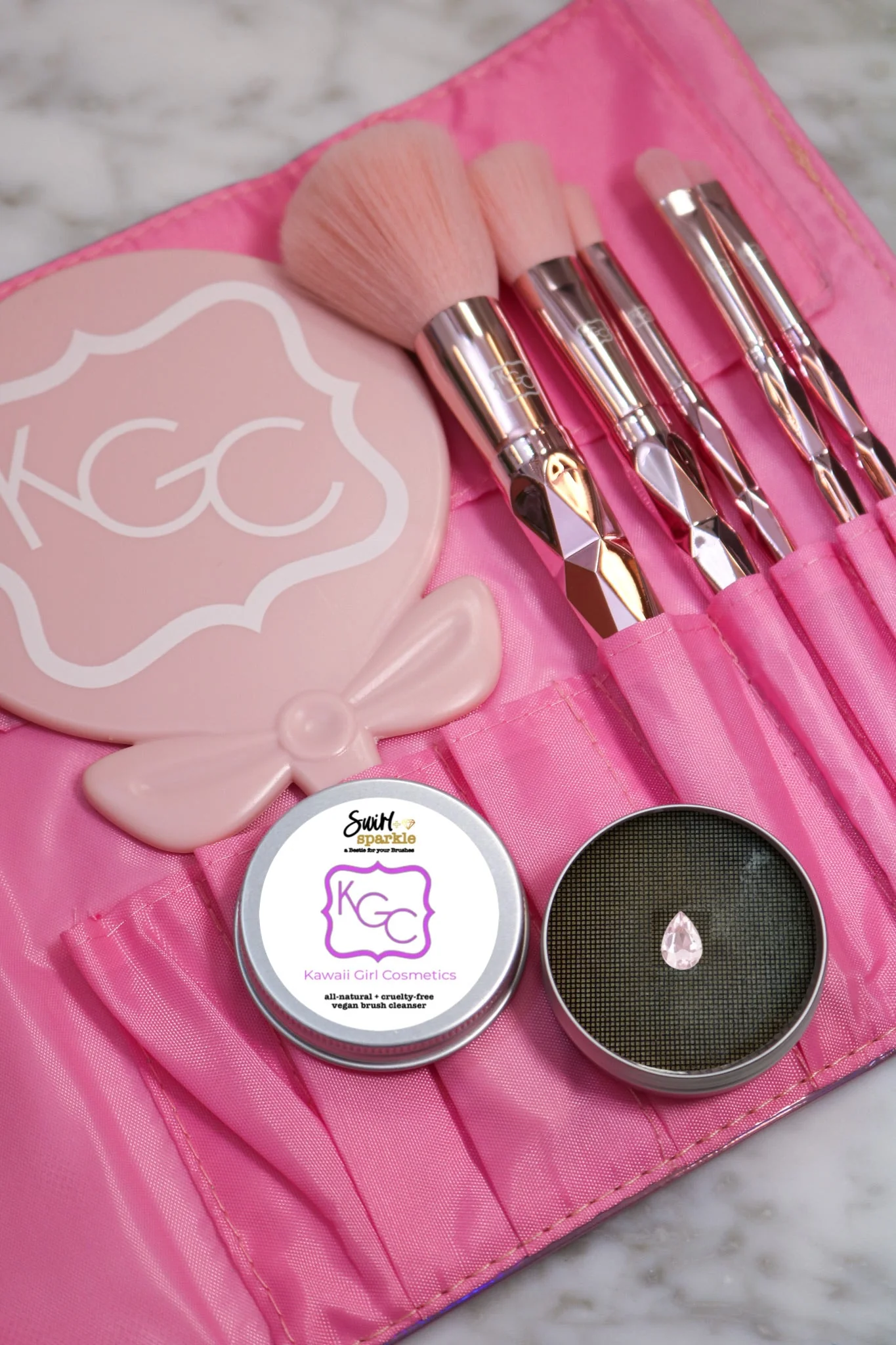 KGC x The Haus of Sparkle: Swirl & Sparkle Meridian Hills Brush Cleaner by Kawaii Girl Cosmetics - Image 4