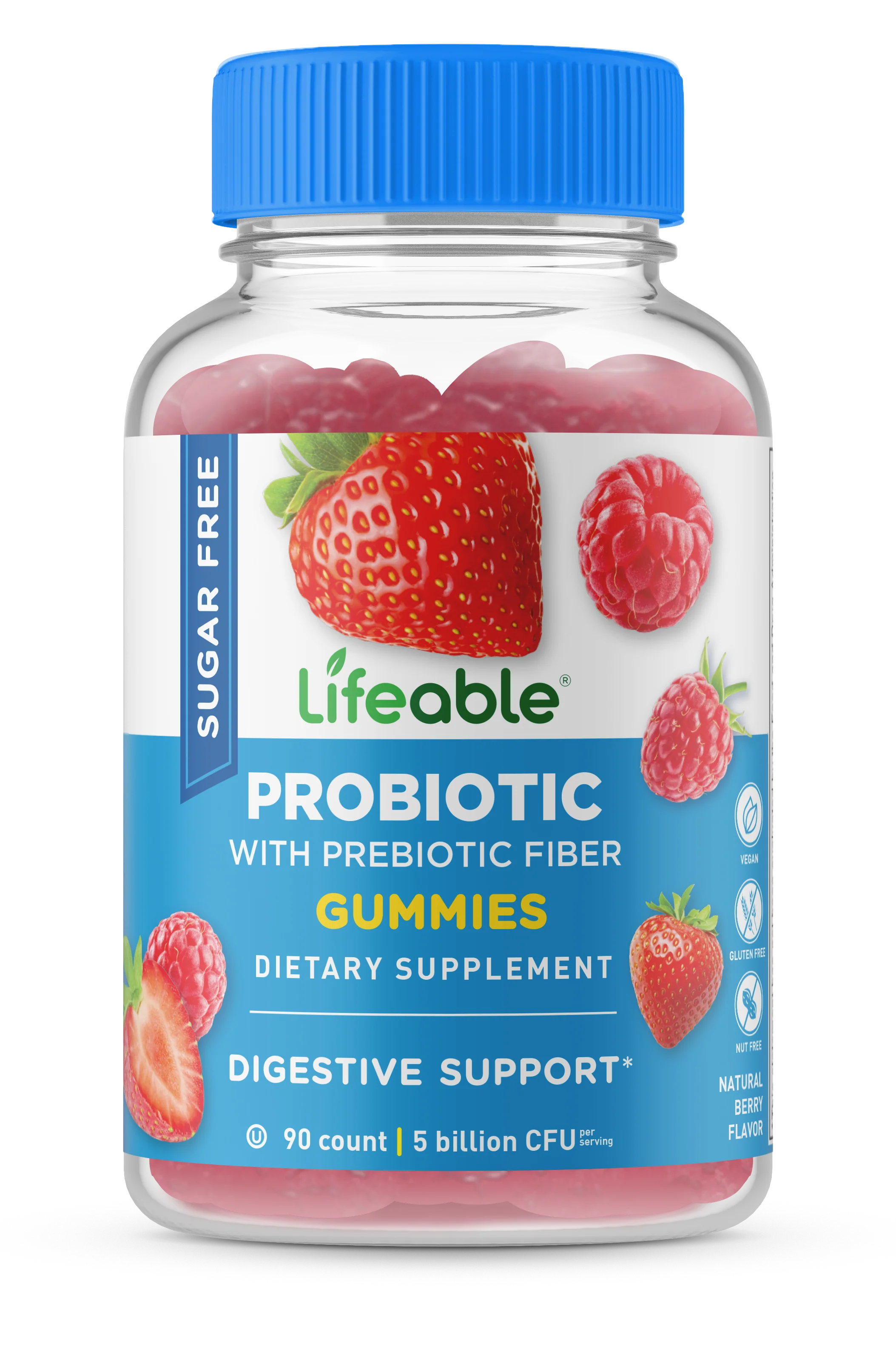 Lifeable Sugar Free Probiotics with Prebiotics Fiber for Kids 90 Gummies