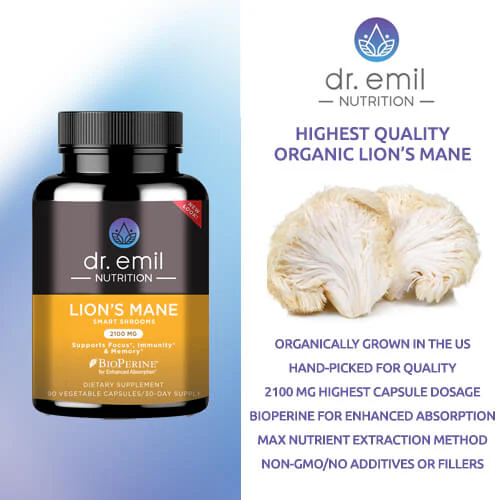 Lions Mane Mushroom Capsules by Dr Emil Nutrition - Image 5