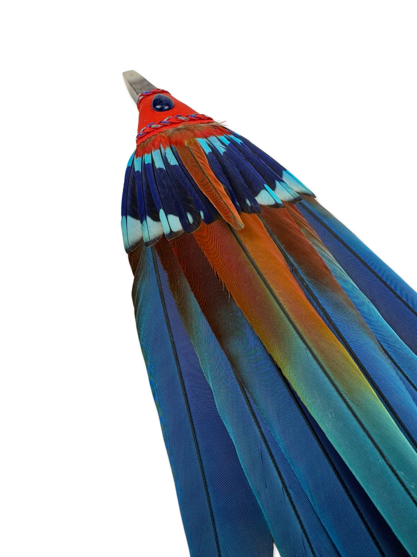 Macaw & Blue Indian Roller Smudge Fan with Amethyst Crystal Handle - Image 2