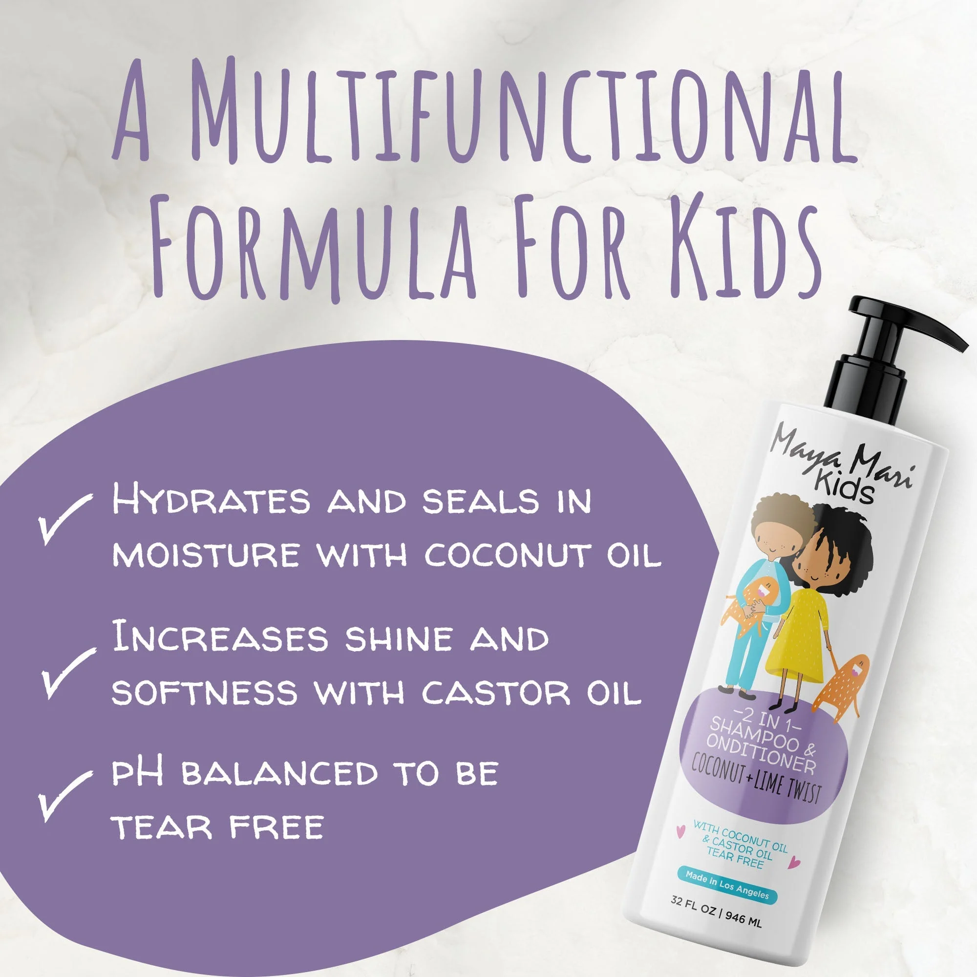 Maya Mari Kids - Curly Hair Kids Ultimate Curls 2-Piece Set - 2-in-1 Shampoo and Conditioner and Leave-In Conditioner by Los Angeles Brands - Image 3