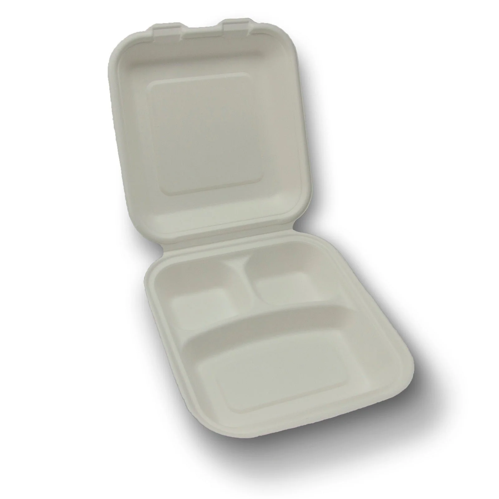 Medium 3-Compartment Fiber Hinged Container, 200-Count Case - Image 3