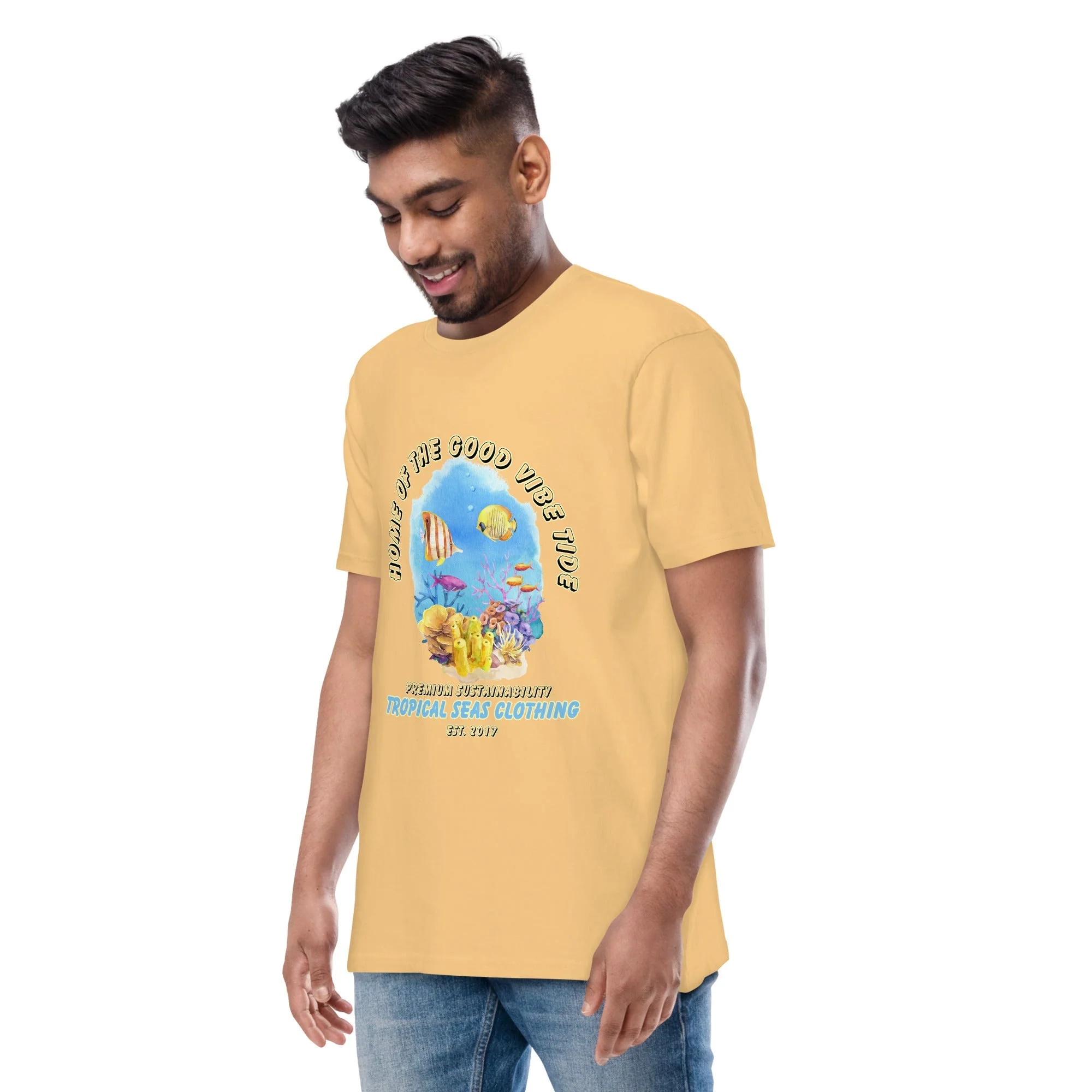 Men’s Premium Heavyweight Watercolor Reef tee - Image 6