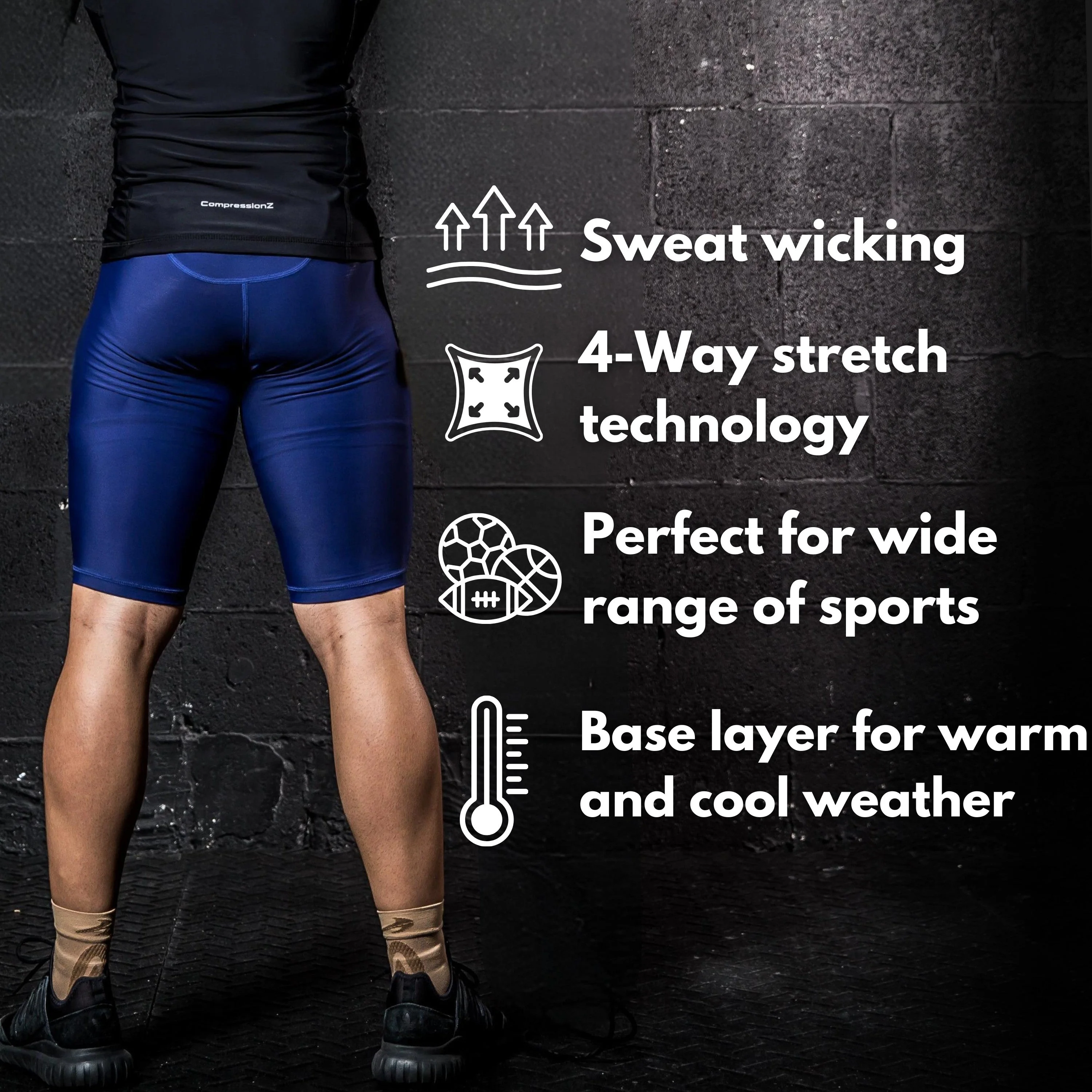Men's 9" Compression Shorts - Black - Image 3
