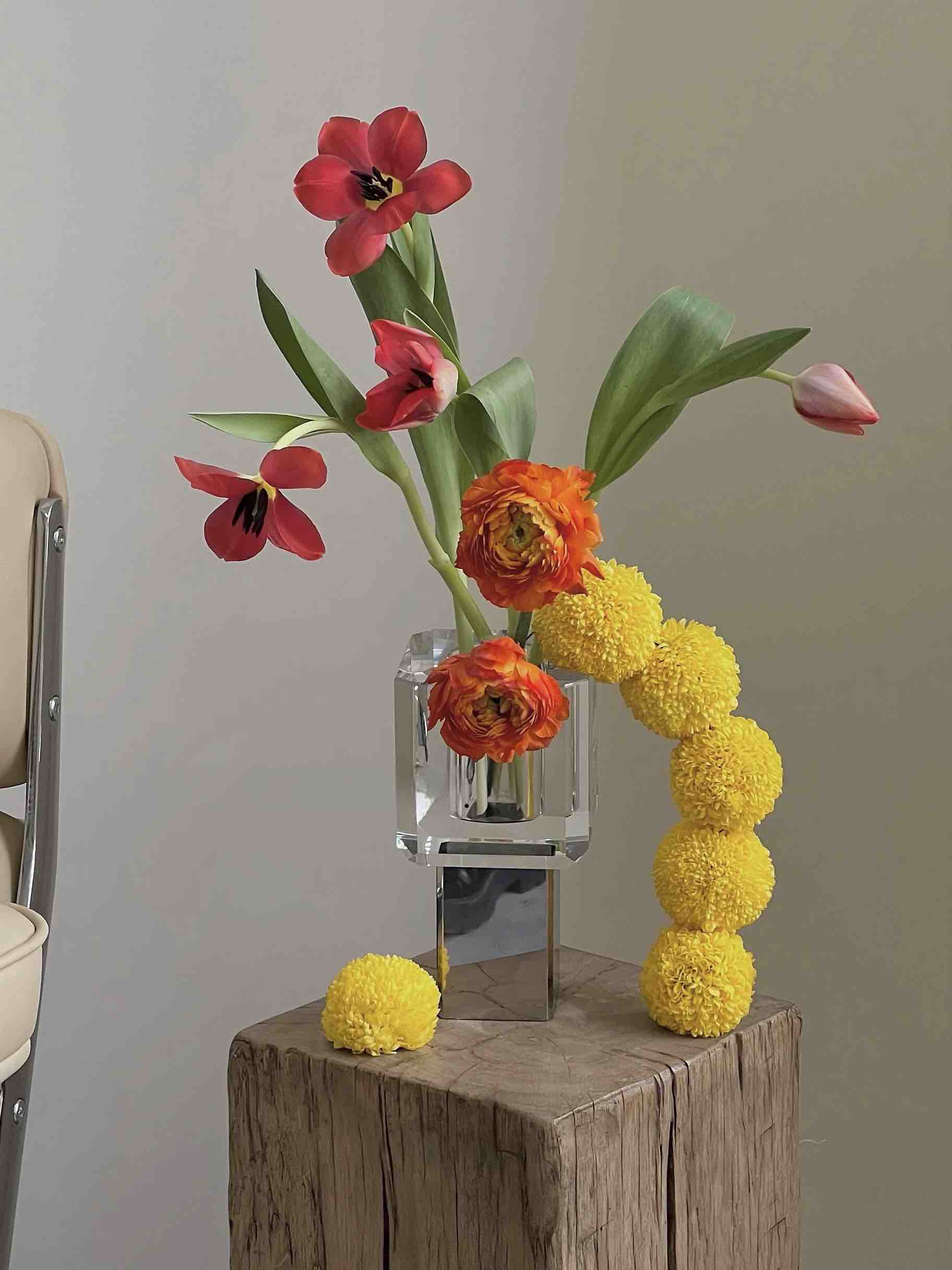 Modern Crystal Block Vase, Contemporary Table Setting Centrepieces - Image 2