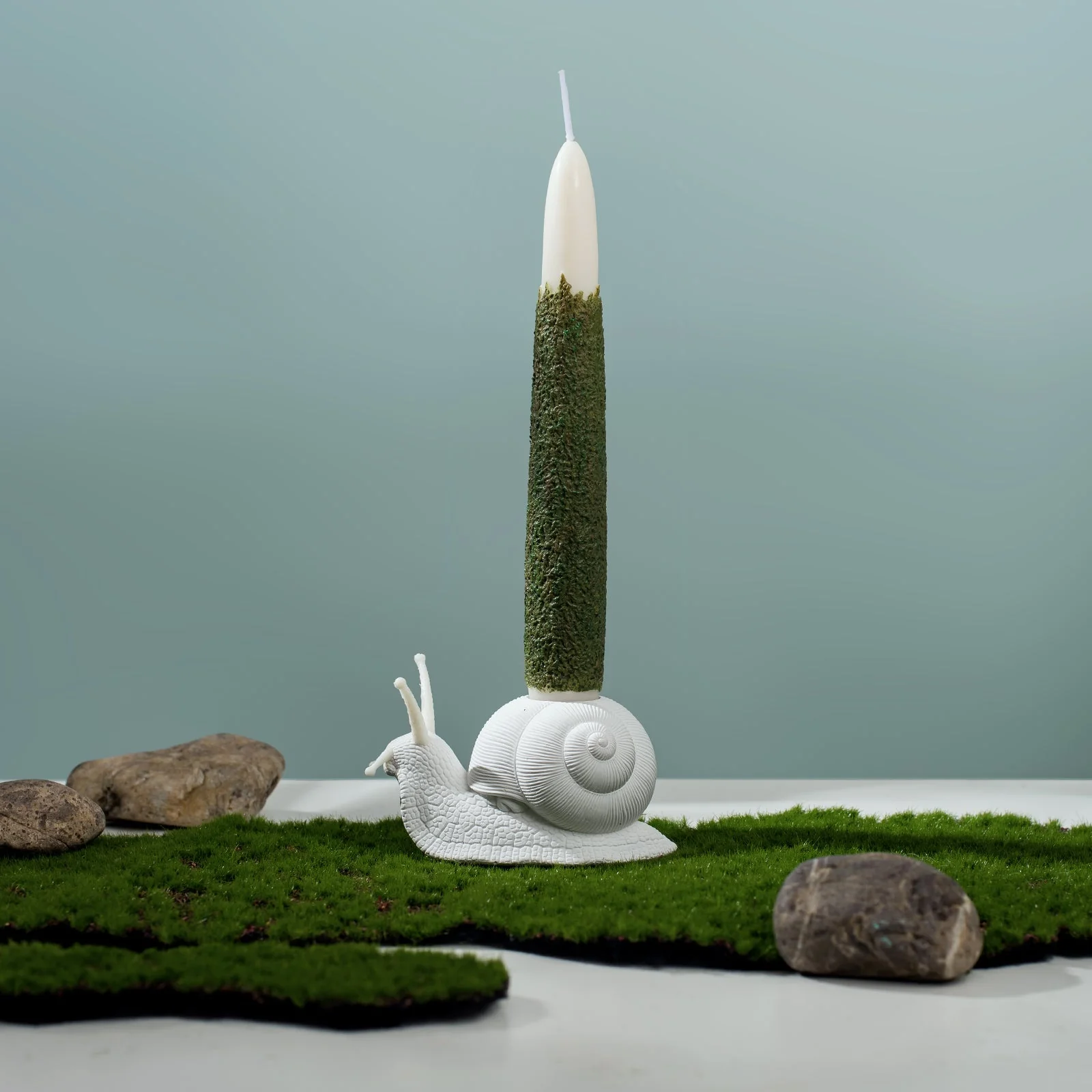 Moss Taper Scented Candle & Snail Candle Holder Set for Home Decoration Crafts Arts - Image 3