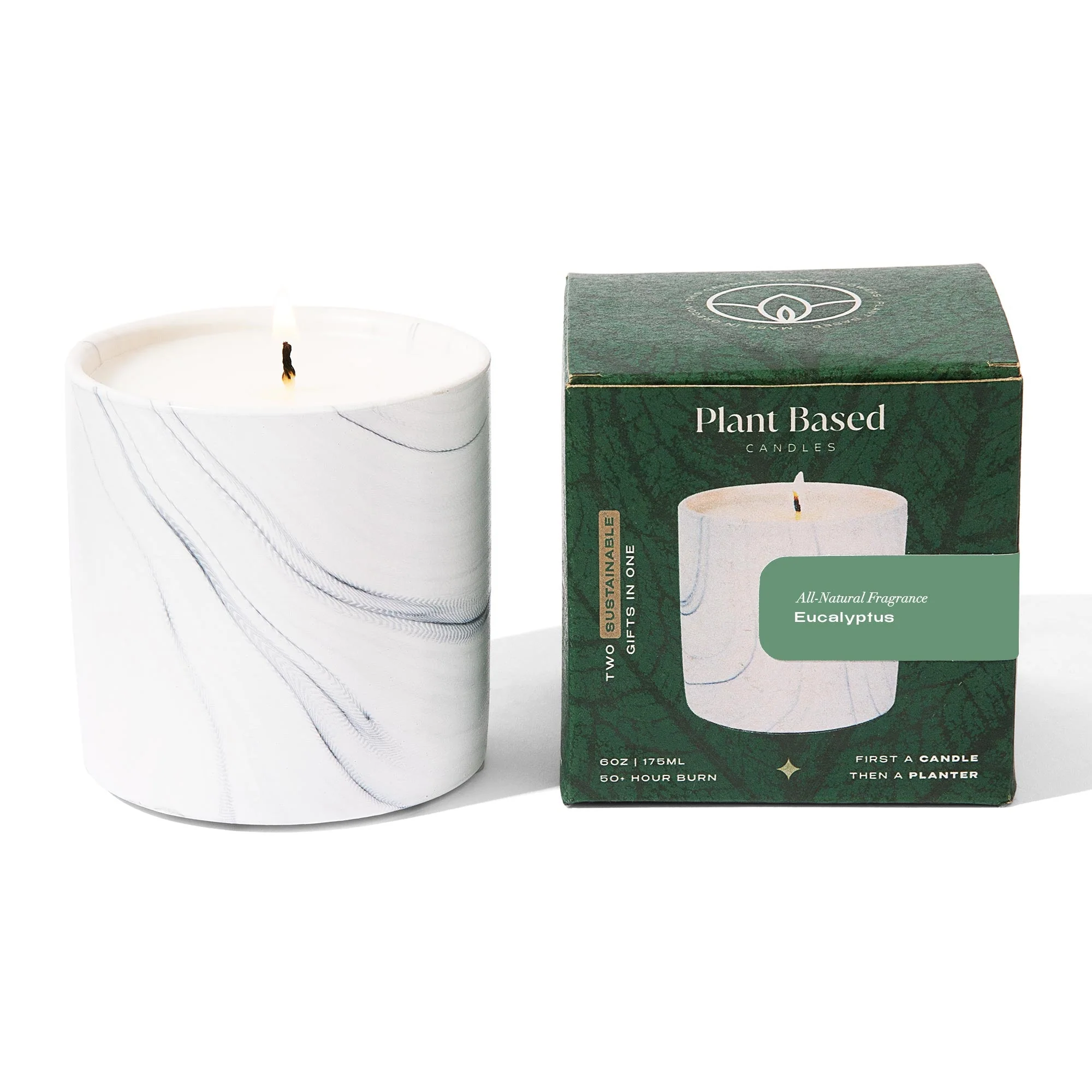 Natural Eucalyptus White Marble Candle 6oz - Image 7