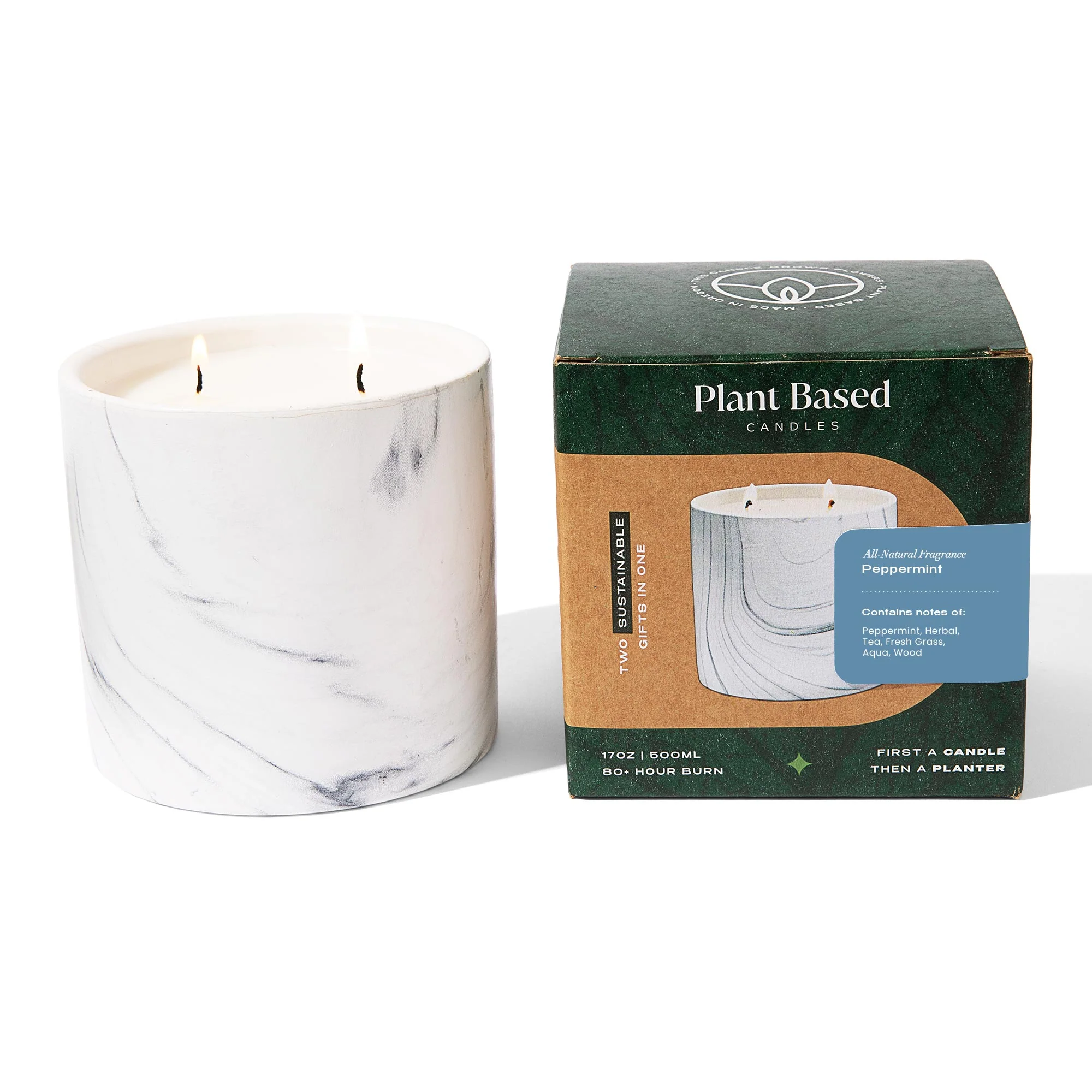 Natural Peppermint White Marble Candle 17oz - Image 7