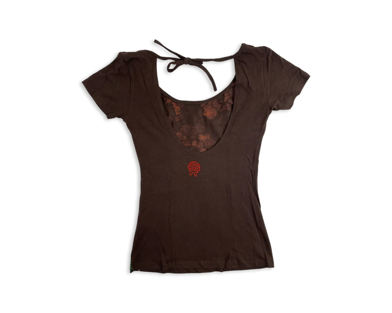 Parrot Flower Women's Short Sleeve Top, Brown - Image 3