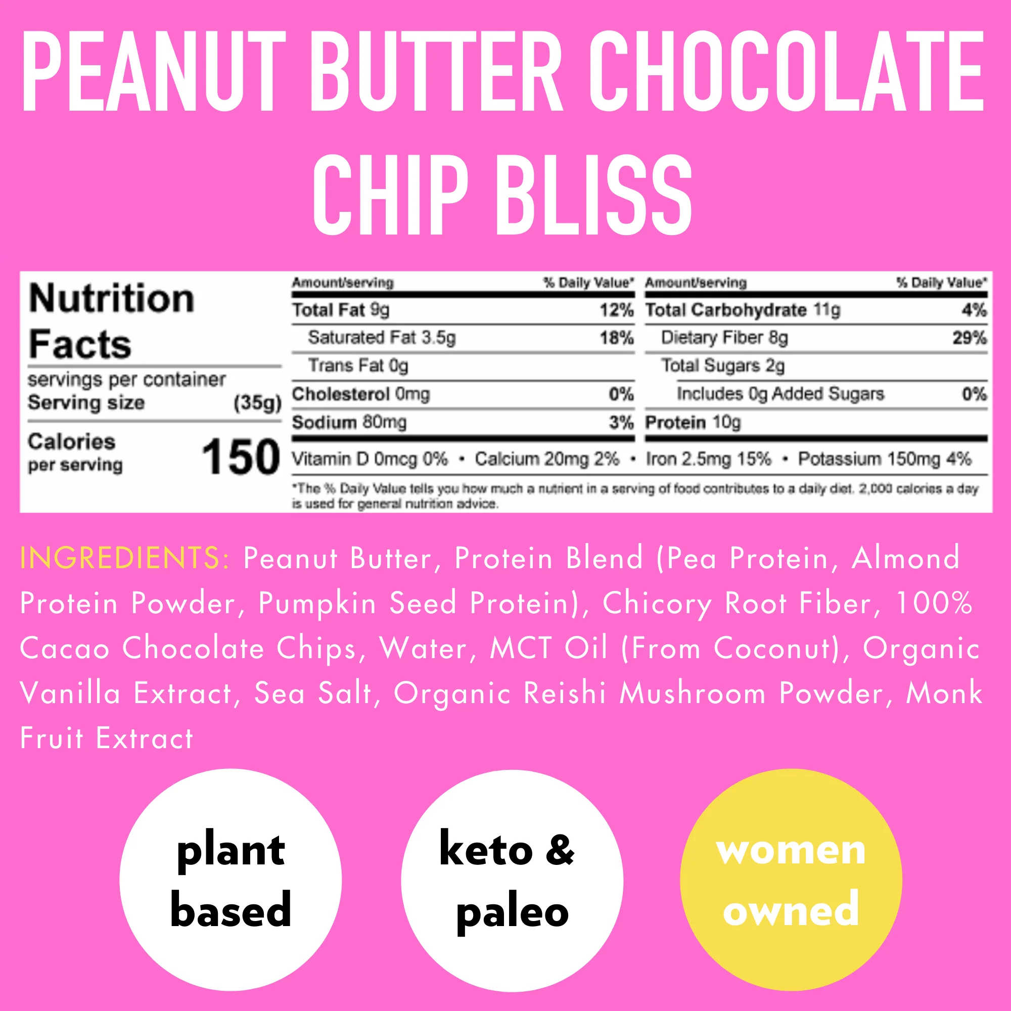 Peanut Butter Chocolate Chip BLISS (12 Count) ๐ฅ by B.T.R. Bar - Image 2