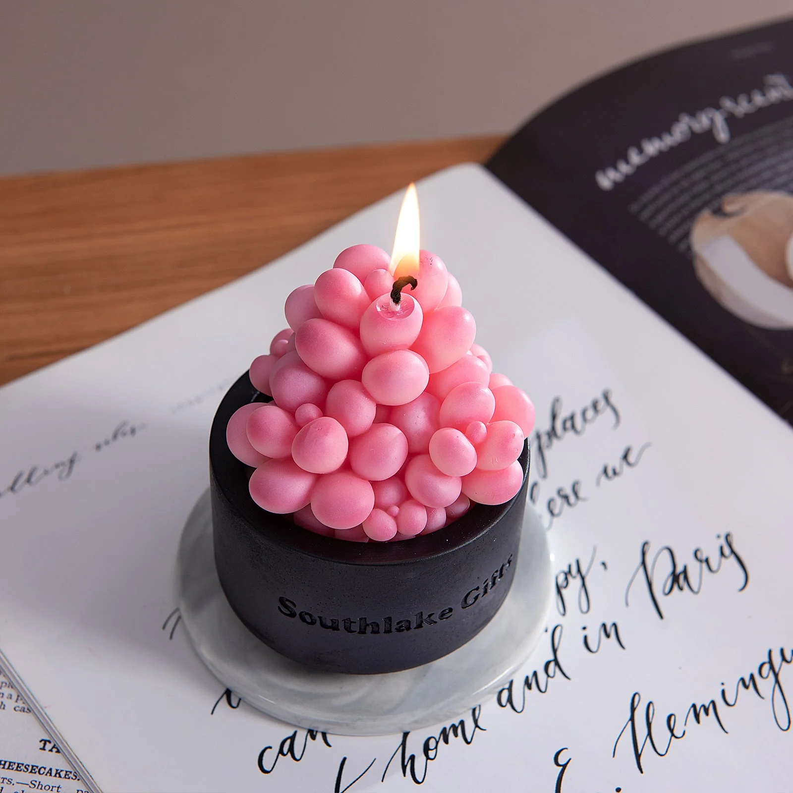 Pink Moonstones Succulent Scented Candle - Image 3