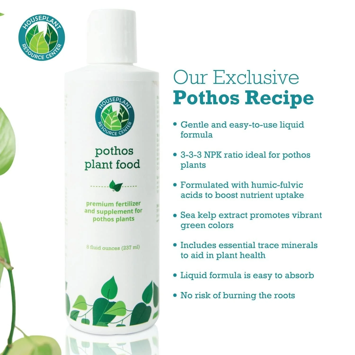 Pothos Fertilizer - Liquid Fertilizer for Indoor House Plants - Essential Plant Nutrients for Neon Pothos or Devil’s Ivy - Urea-Free - NPK Ratio of 3-3-3 for Healthy Roots, Stems, Leaves (8 Ounces) by Houseplant Resource Center - Image 4