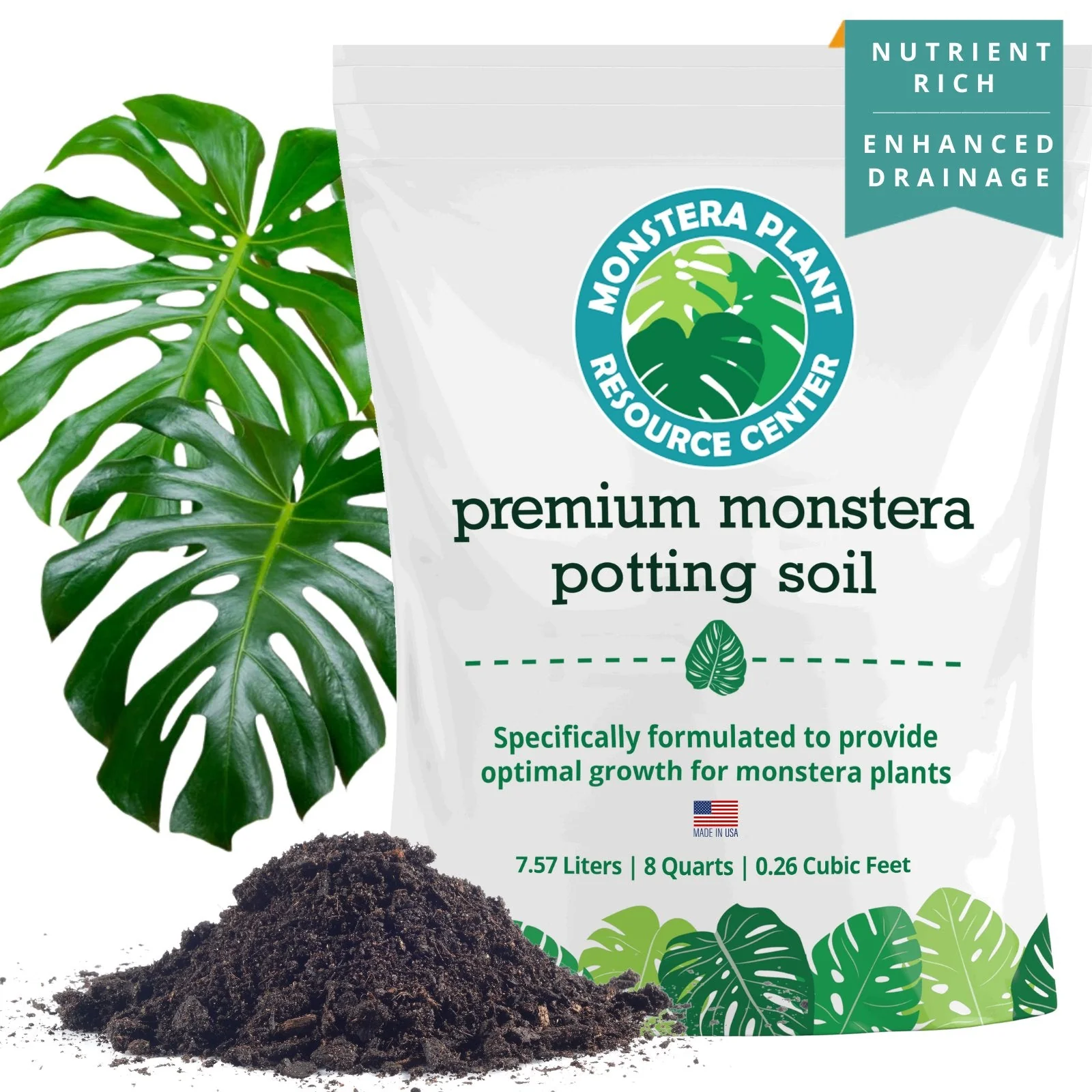 Premium Monstera Potting Soil | Quick Draining, Nutrient Rich Living Aroid Soil for Fast Growth & Healthy Root Aeration | Organic Aged Bark, Coco Coir, Perlite, Worm Castings (Large Bag) by Houseplant Resource Center