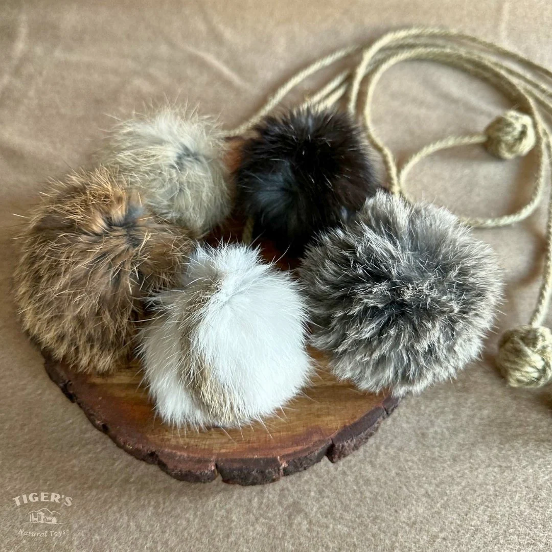 Rabbit Fur Ball with Rope Cat Toy - Image 10