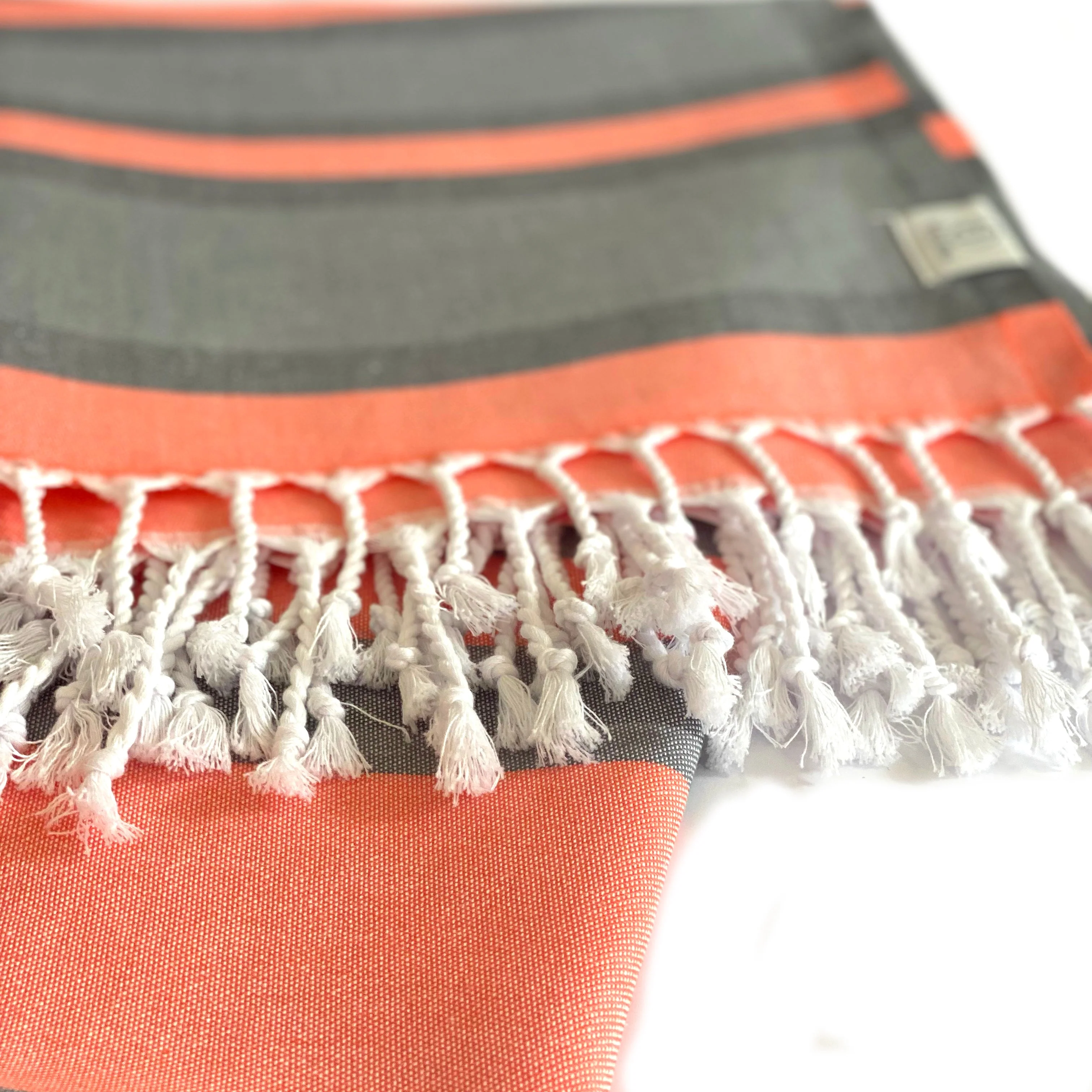 Samara Gray - Orange Turkish Towel by Hilana Upcycled Cotton - Image 4