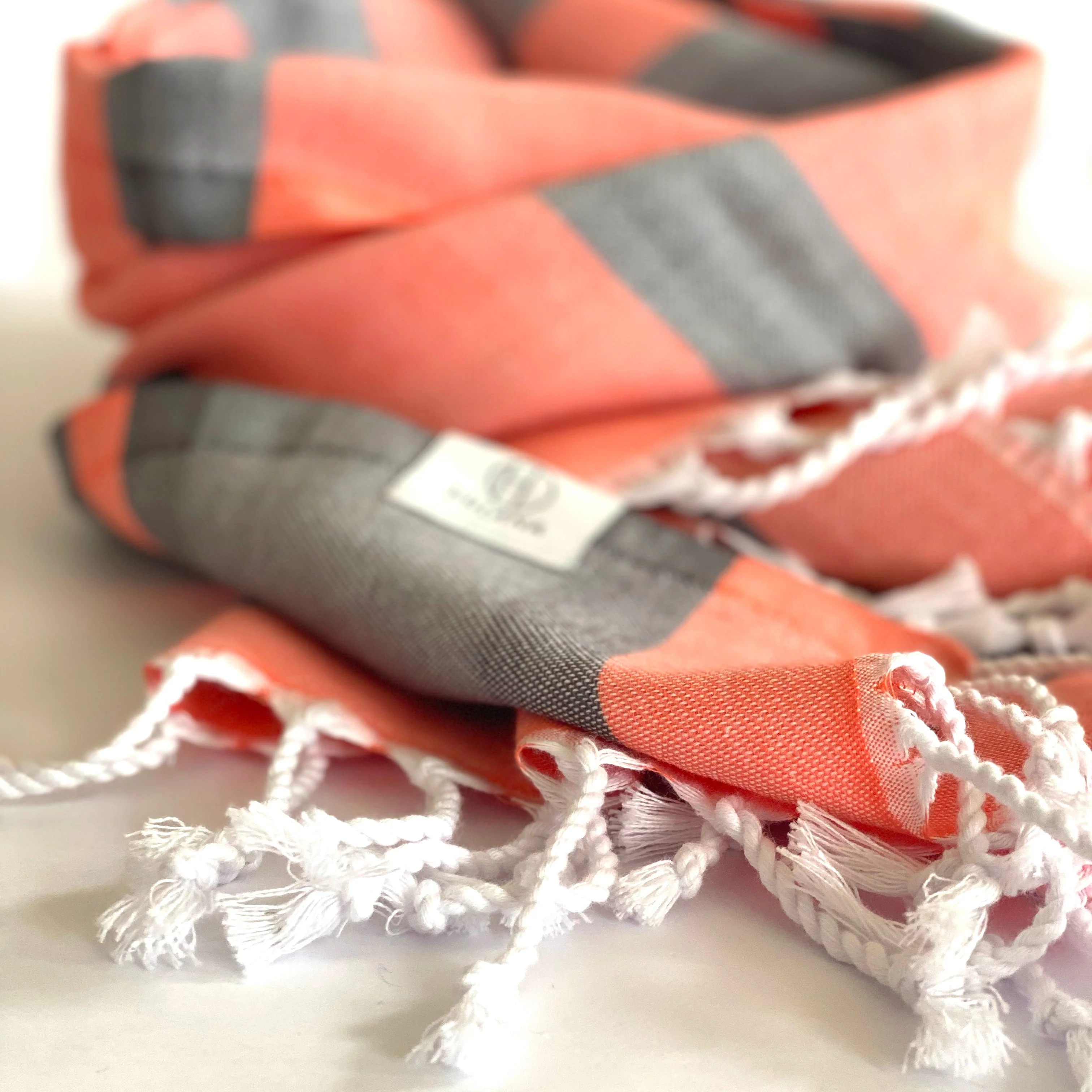 Samara Gray - Orange Turkish Towel by Hilana Upcycled Cotton - Image 5