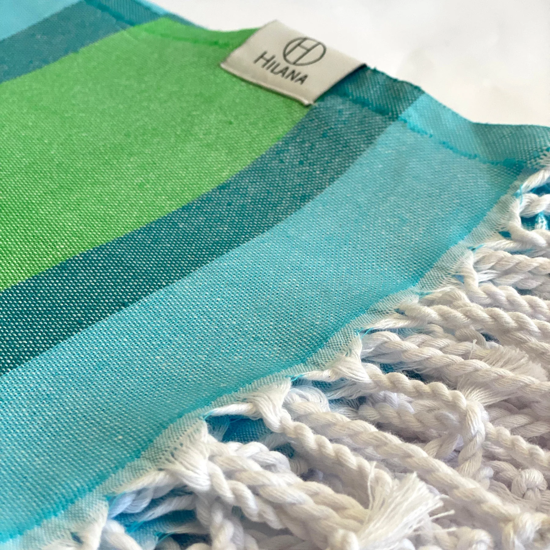 Samara Striped Sustainable Turkish Towel  Green by Hilana Upcycled Cotton - Image 3
