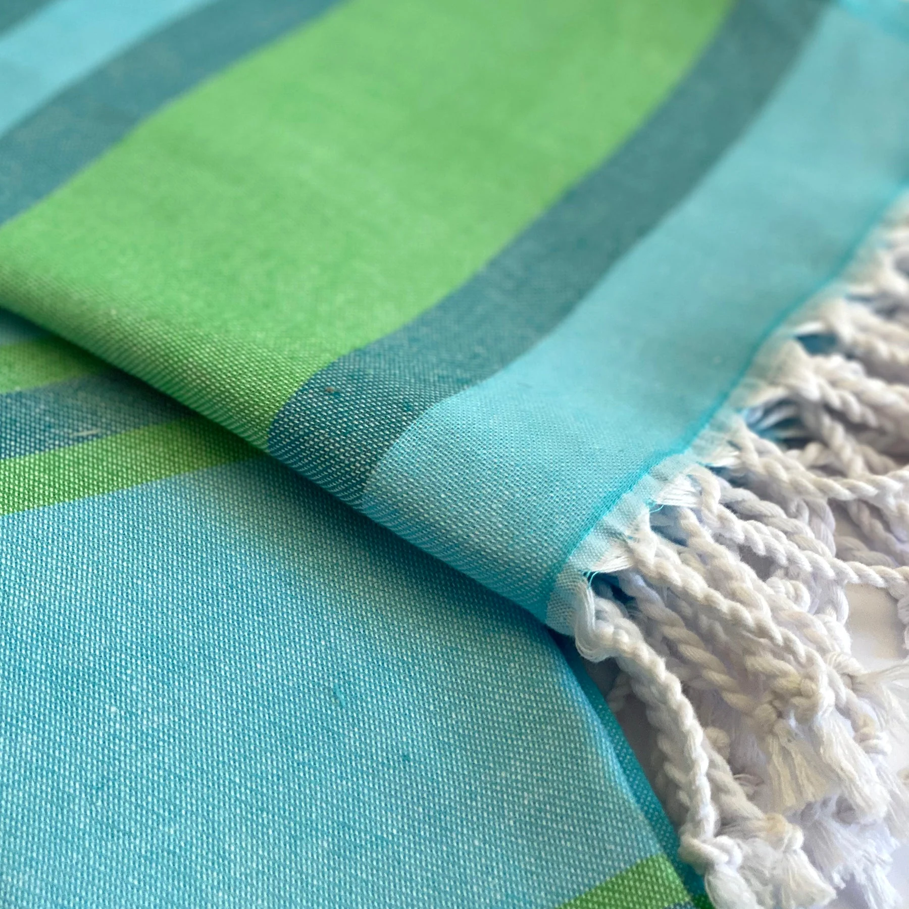 Samara Striped Sustainable Turkish Towel  Green by Hilana Upcycled Cotton - Image 4