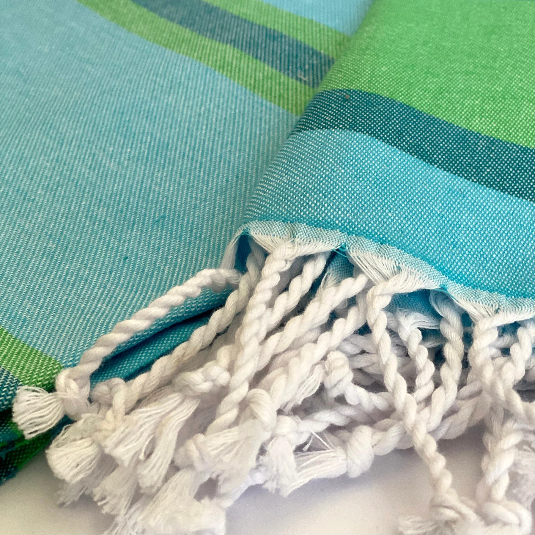 Samara Striped Sustainable Turkish Towel  Green by Hilana Upcycled Cotton - Image 5