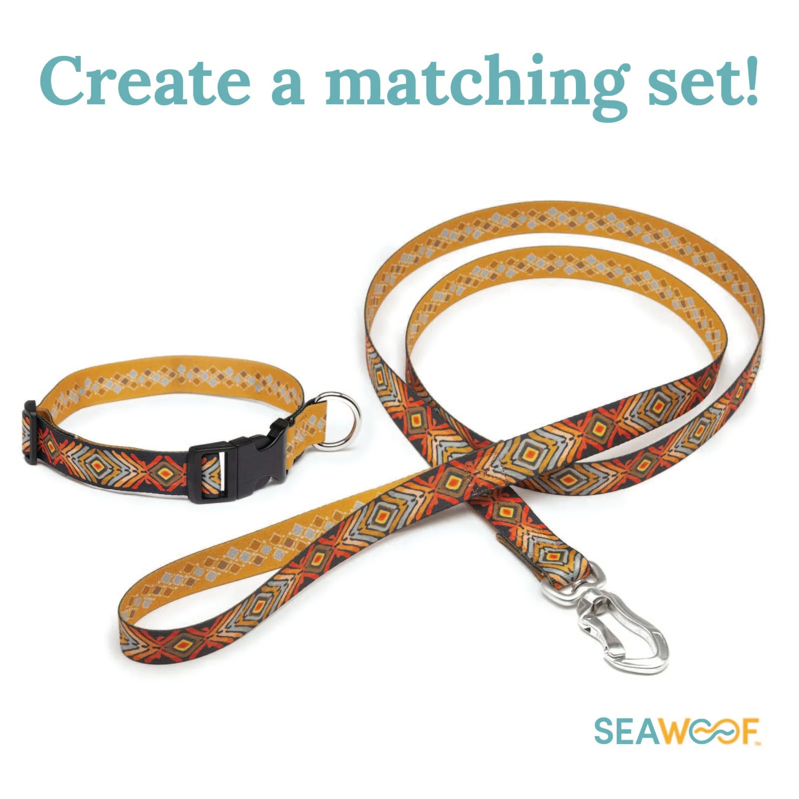 Seawoof Dog Collar Aztec Diamond Print - Image 3